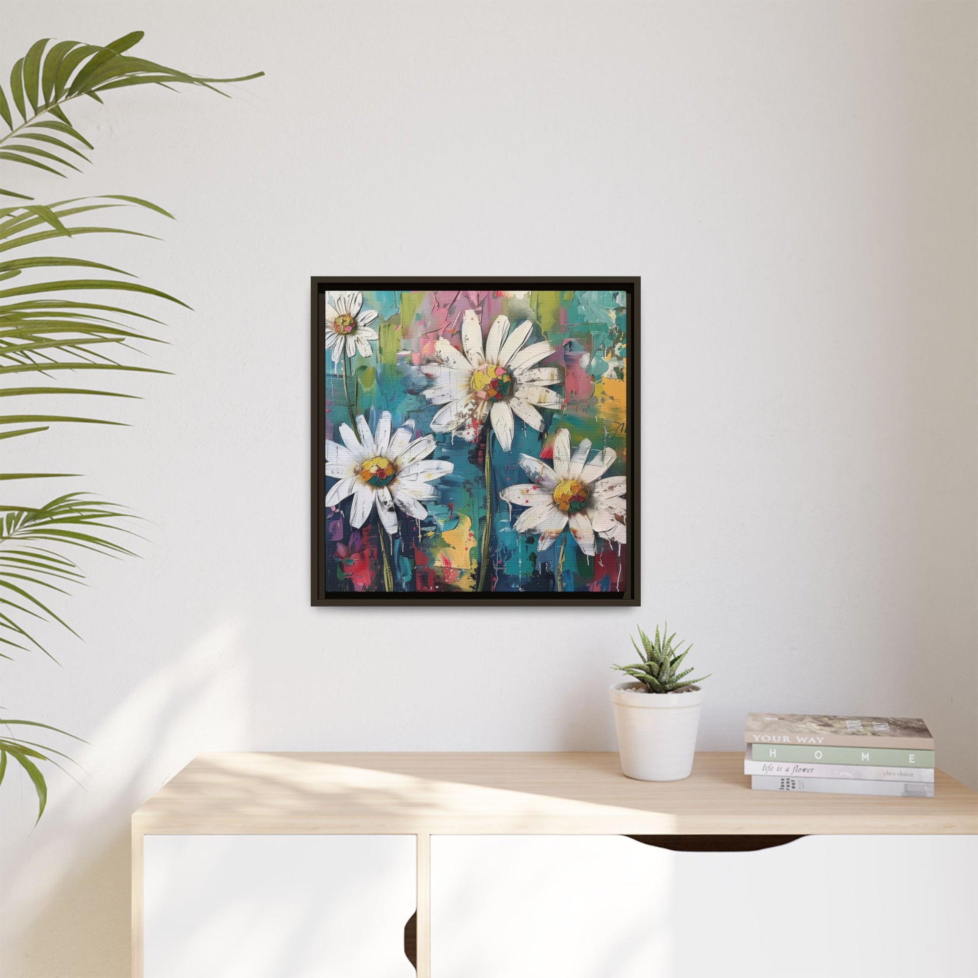 Daisy Daydreams Framed Canvas Wall Art Square - Canvasses