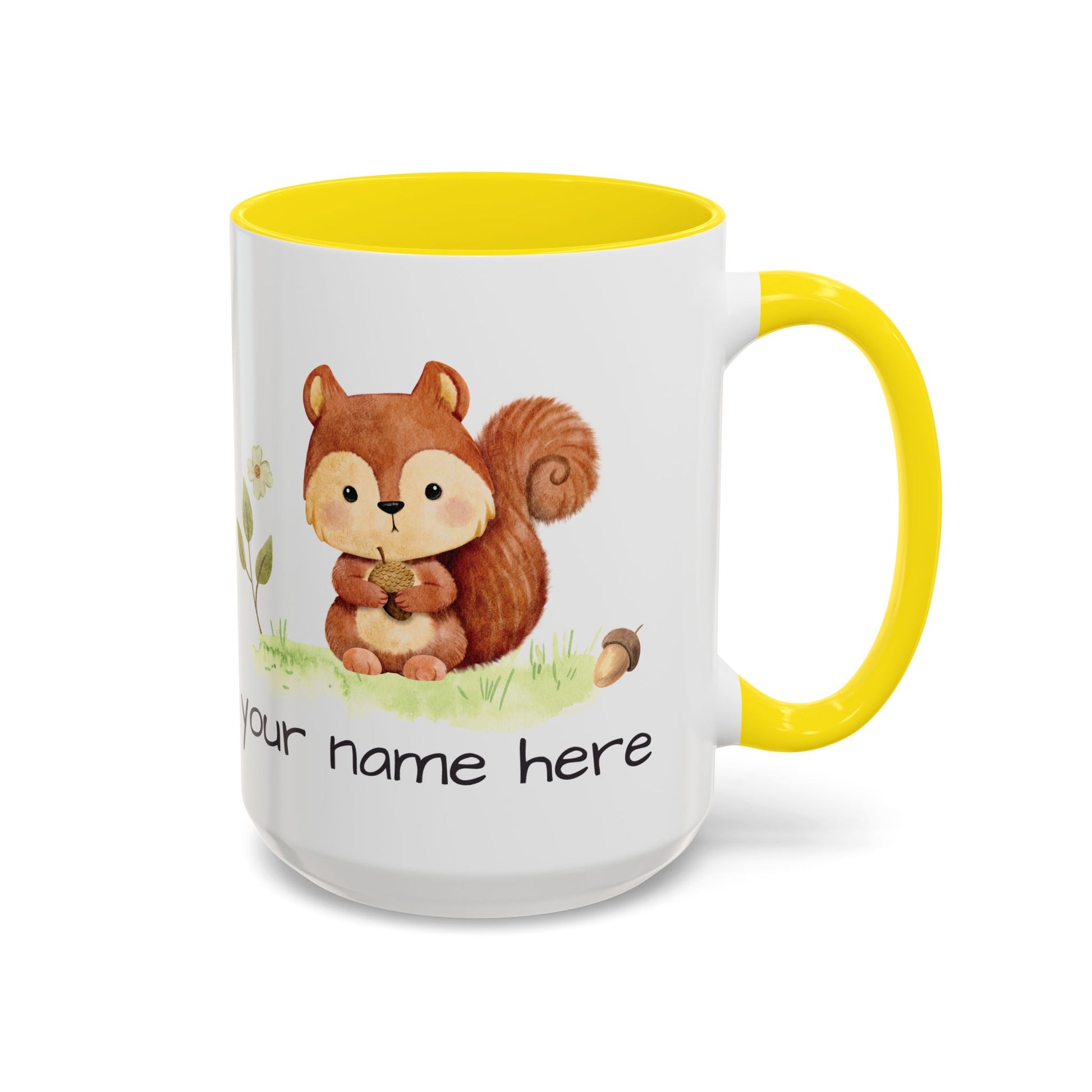 Watercolor Squirrel Personalized Accent Mug - Canvasses