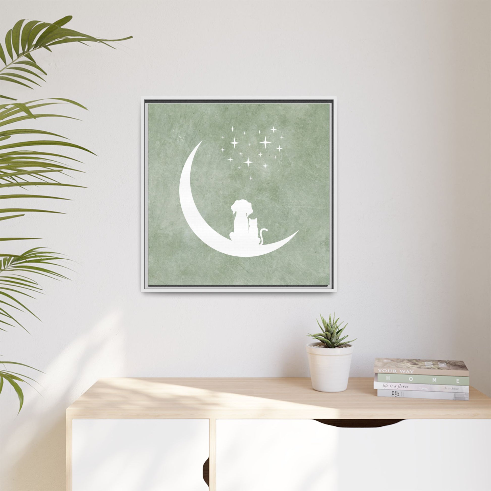 Moonlit Friends Framed Canvas Wall Art Square - Canvasses