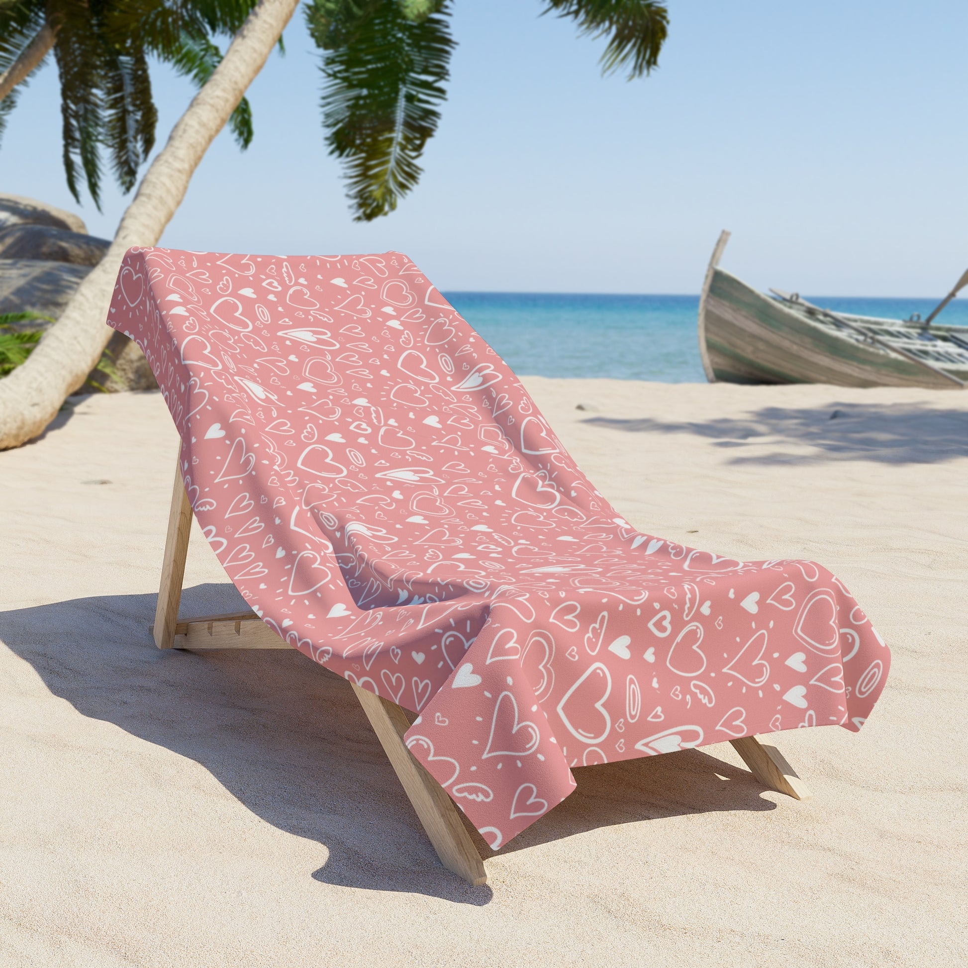 Pink Hearts Oversized Beach Towel - Canvasses