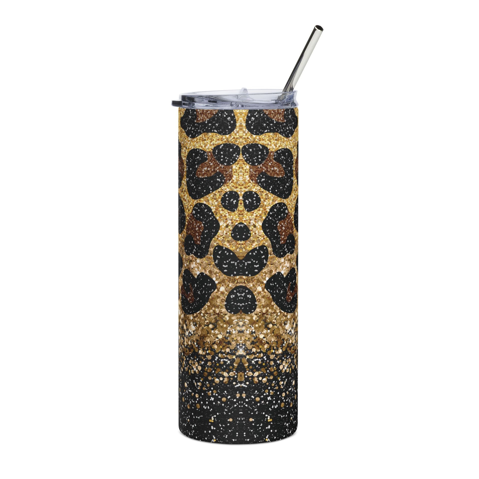 Gold Glitter Leopard 20 oz Skinny Tumbler - Canvasses