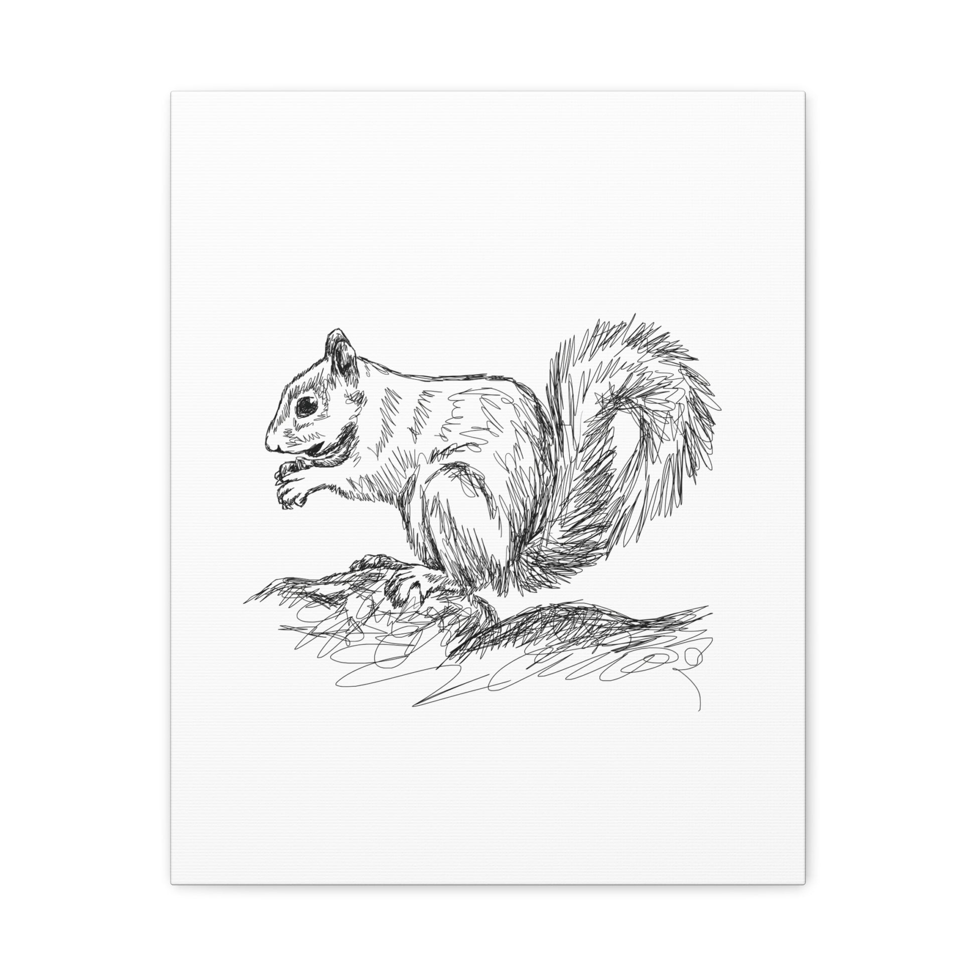 Squirrel Sketch Canvas Wall Art Vertical - Canvasses