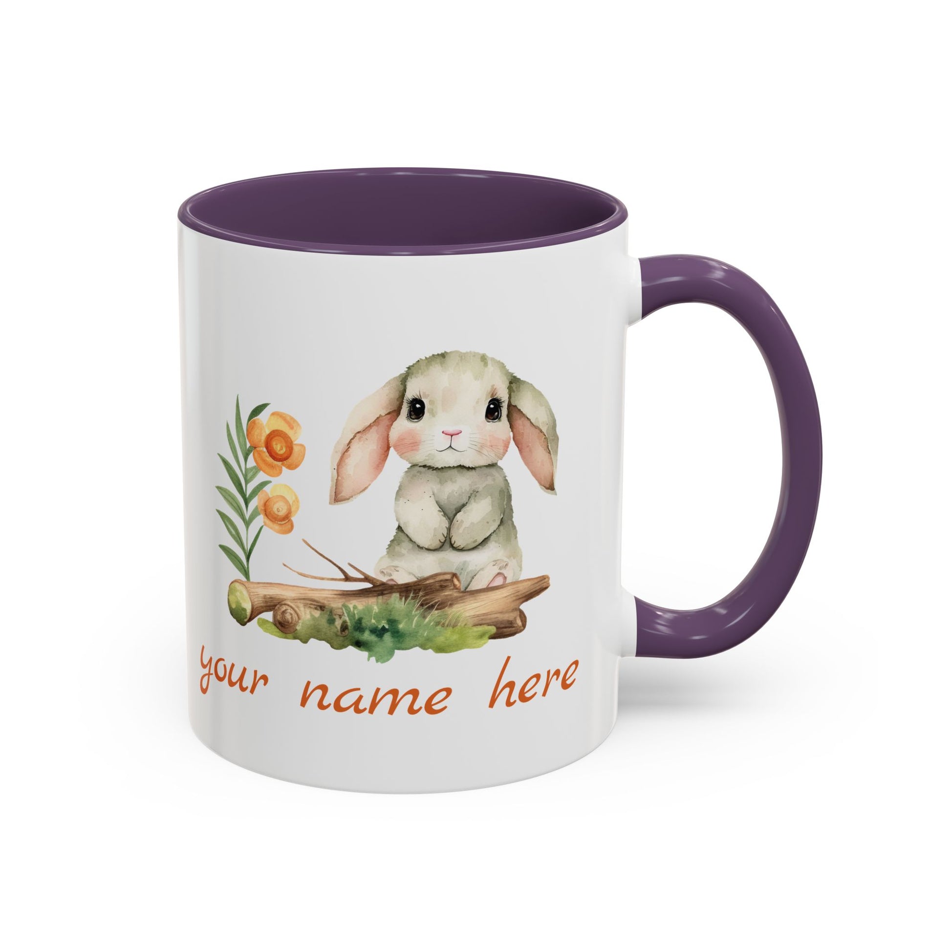 Watercolor Bunny Personalized Accent Mug - Canvasses