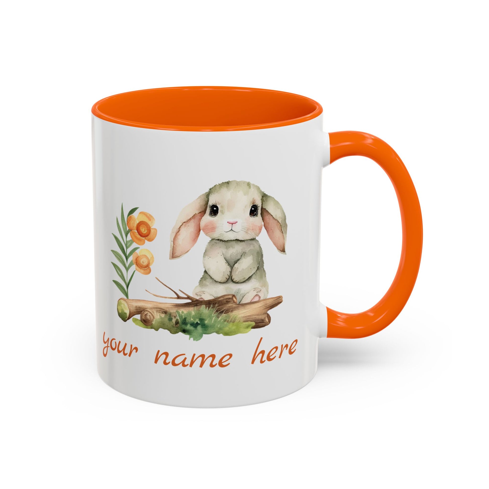 Watercolor Bunny Personalized Accent Mug - Canvasses