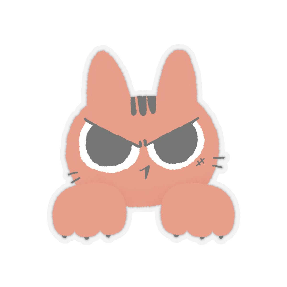 Grumpy Peekaboo Cat Kiss - Cut Sticker - Canvasses