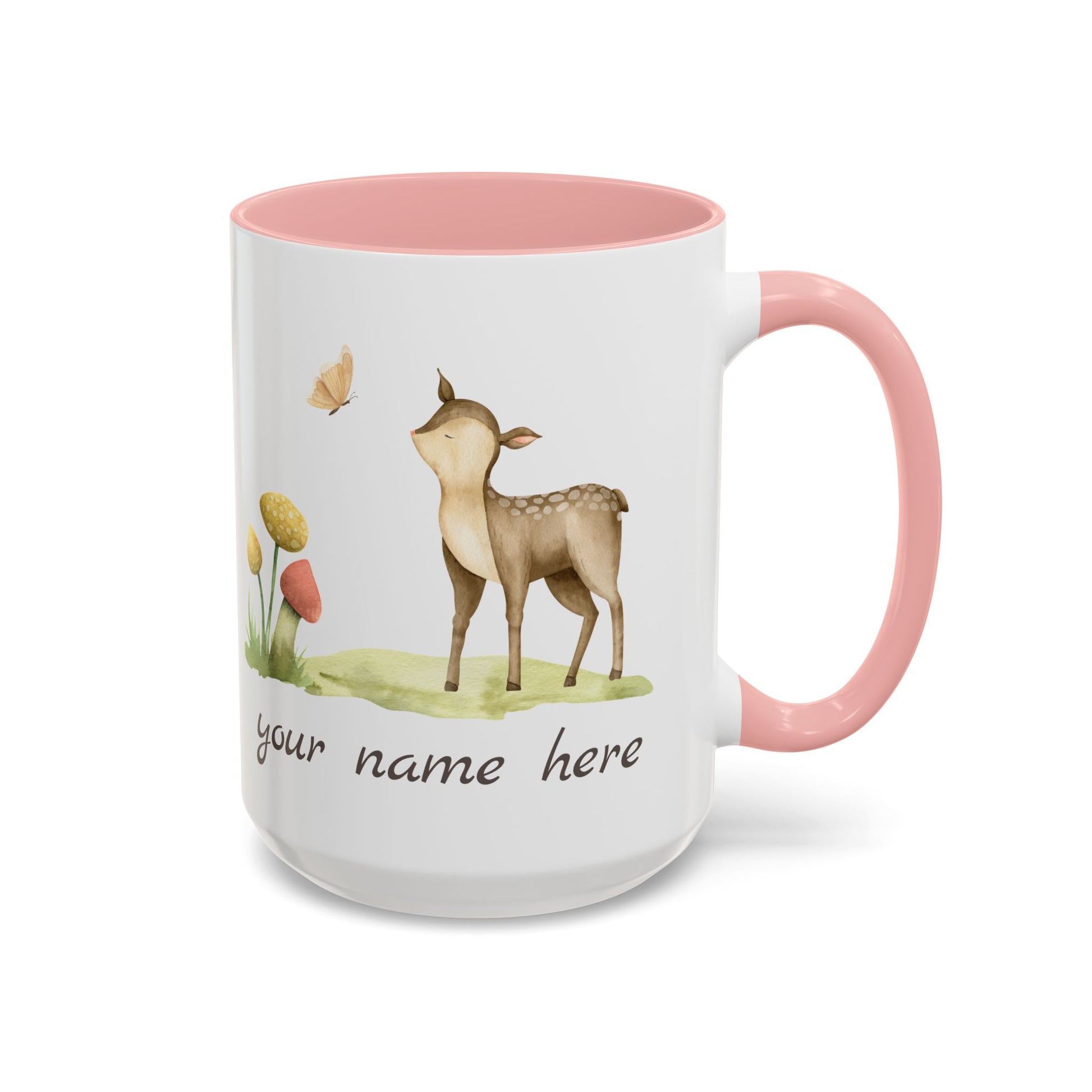 Watercolor Deer Personalized Accent Mug - Canvasses