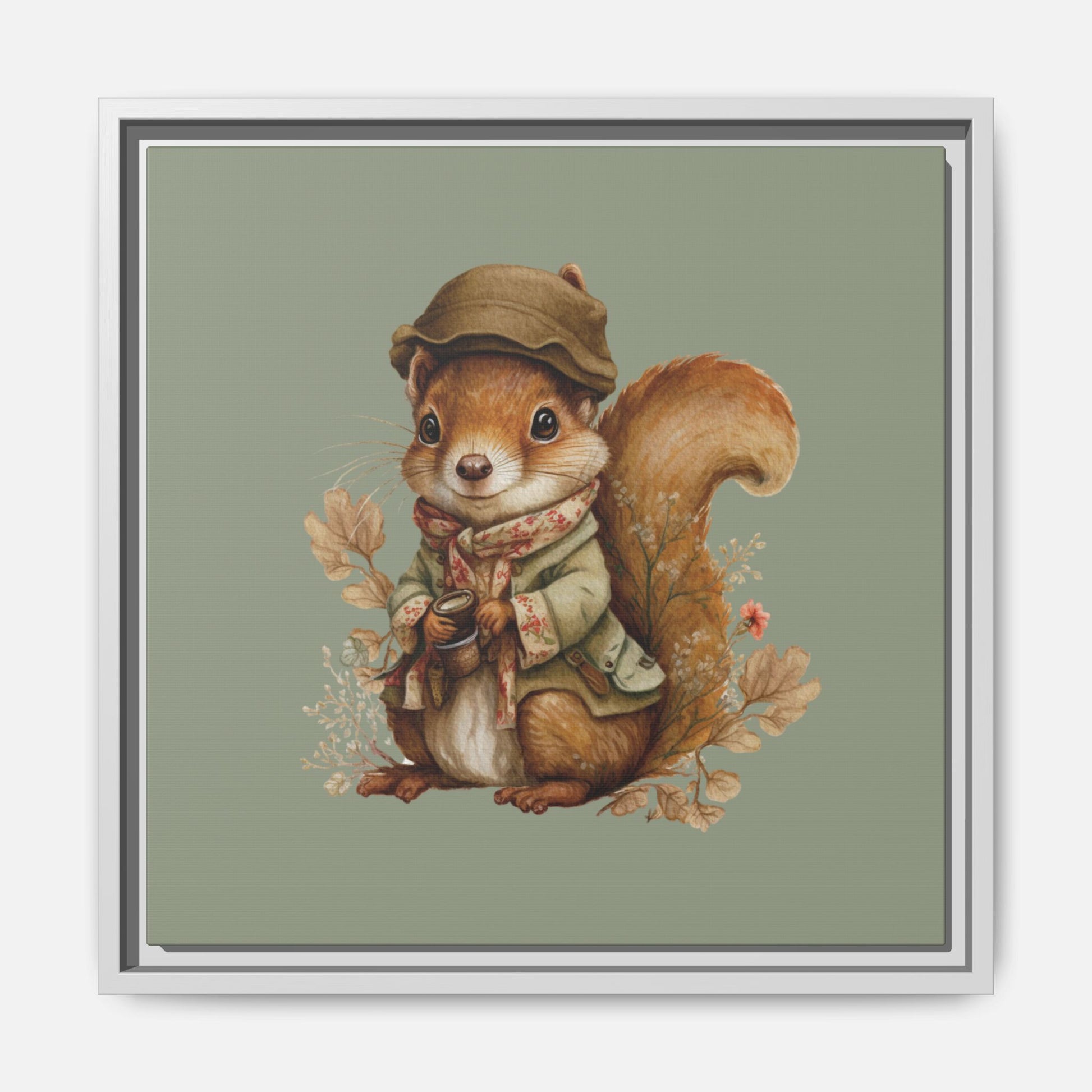 The Nut Collector Framed Canvas Wall Art Square - Canvasses