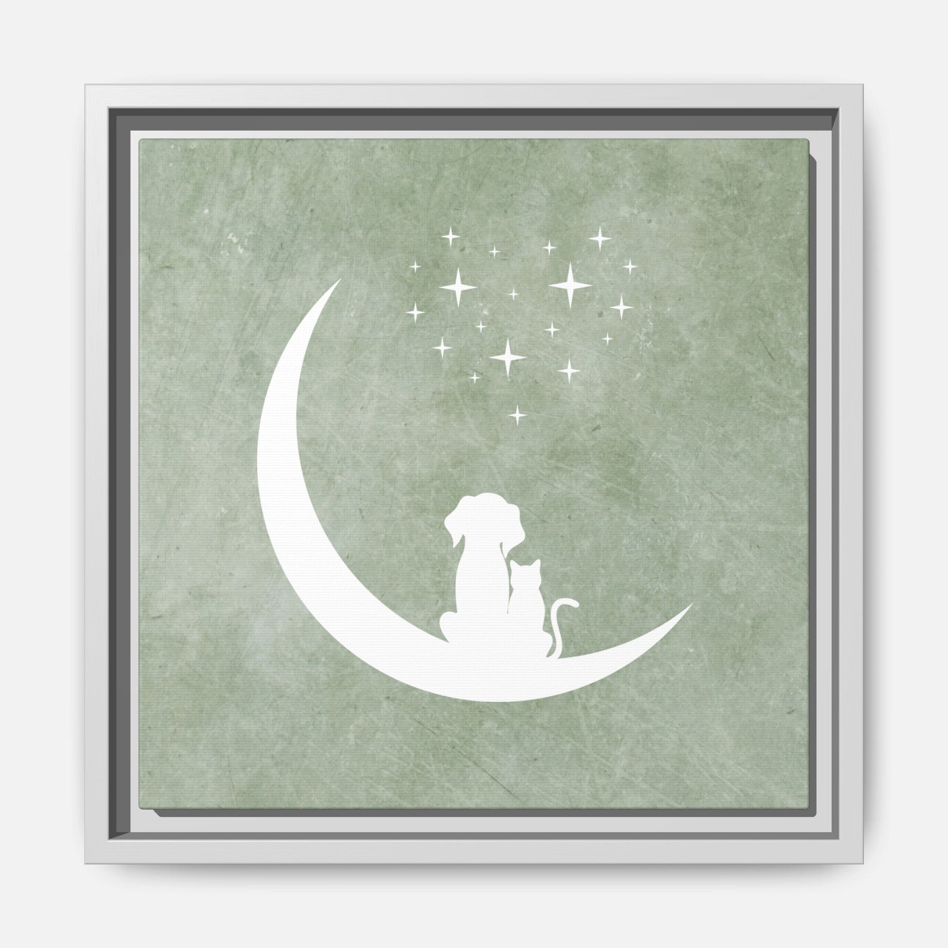 Moonlit Friends Framed Canvas Wall Art Square - Canvasses