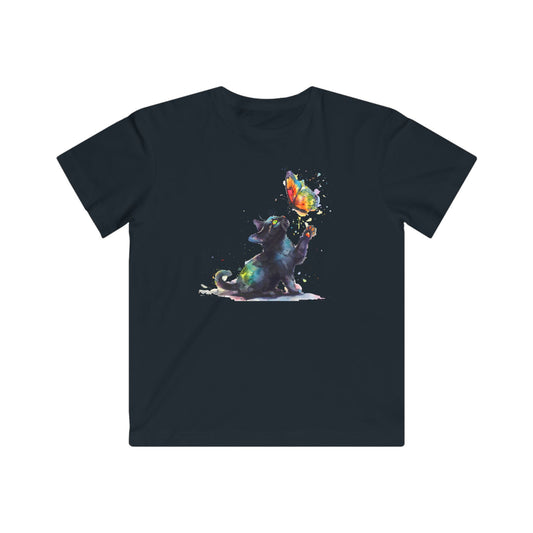 Butterfly Cat Kids Cotton T-Shirt