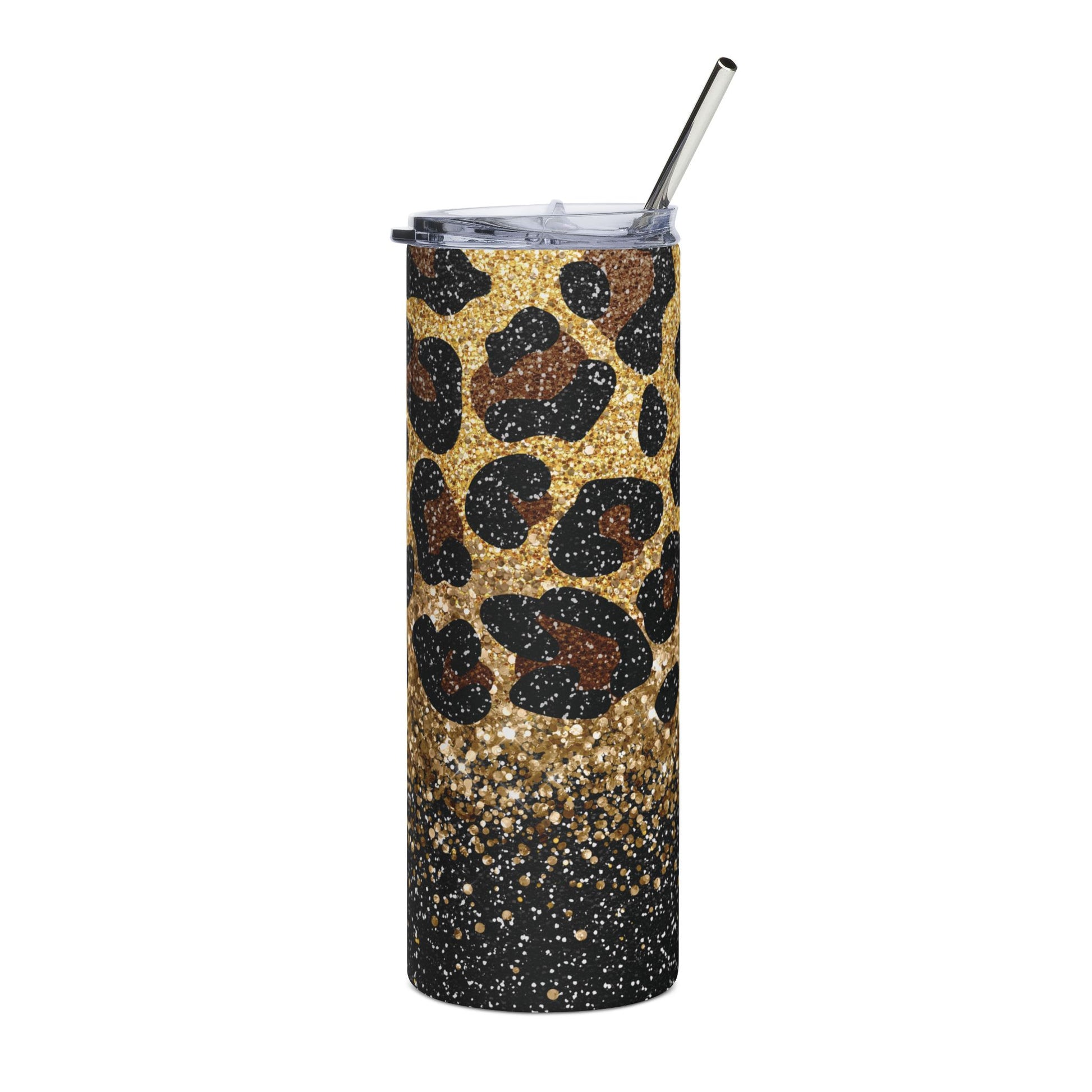 Gold Glitter Leopard 20 oz Skinny Tumbler - Canvasses