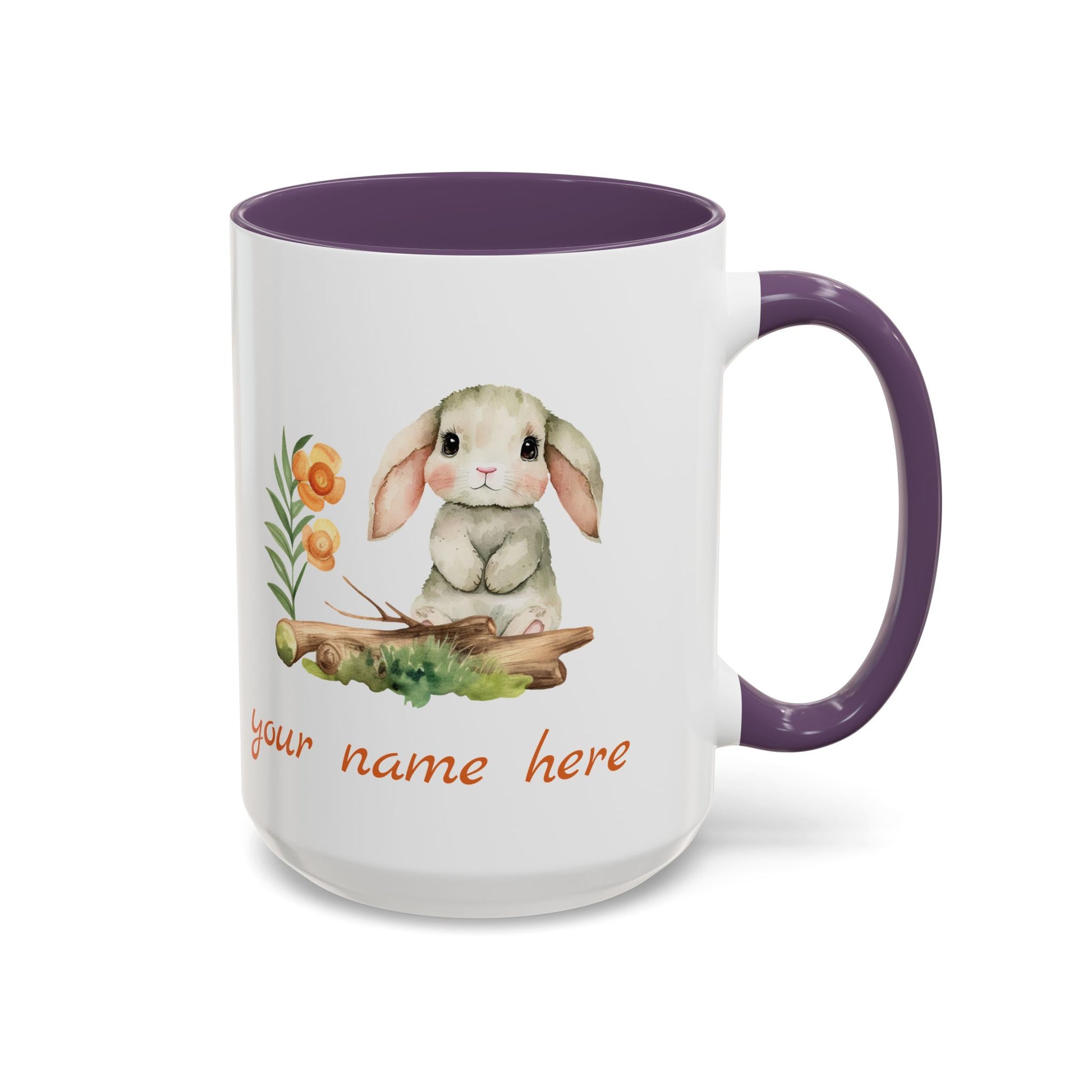 Watercolor Bunny Personalized Accent Mug - Canvasses