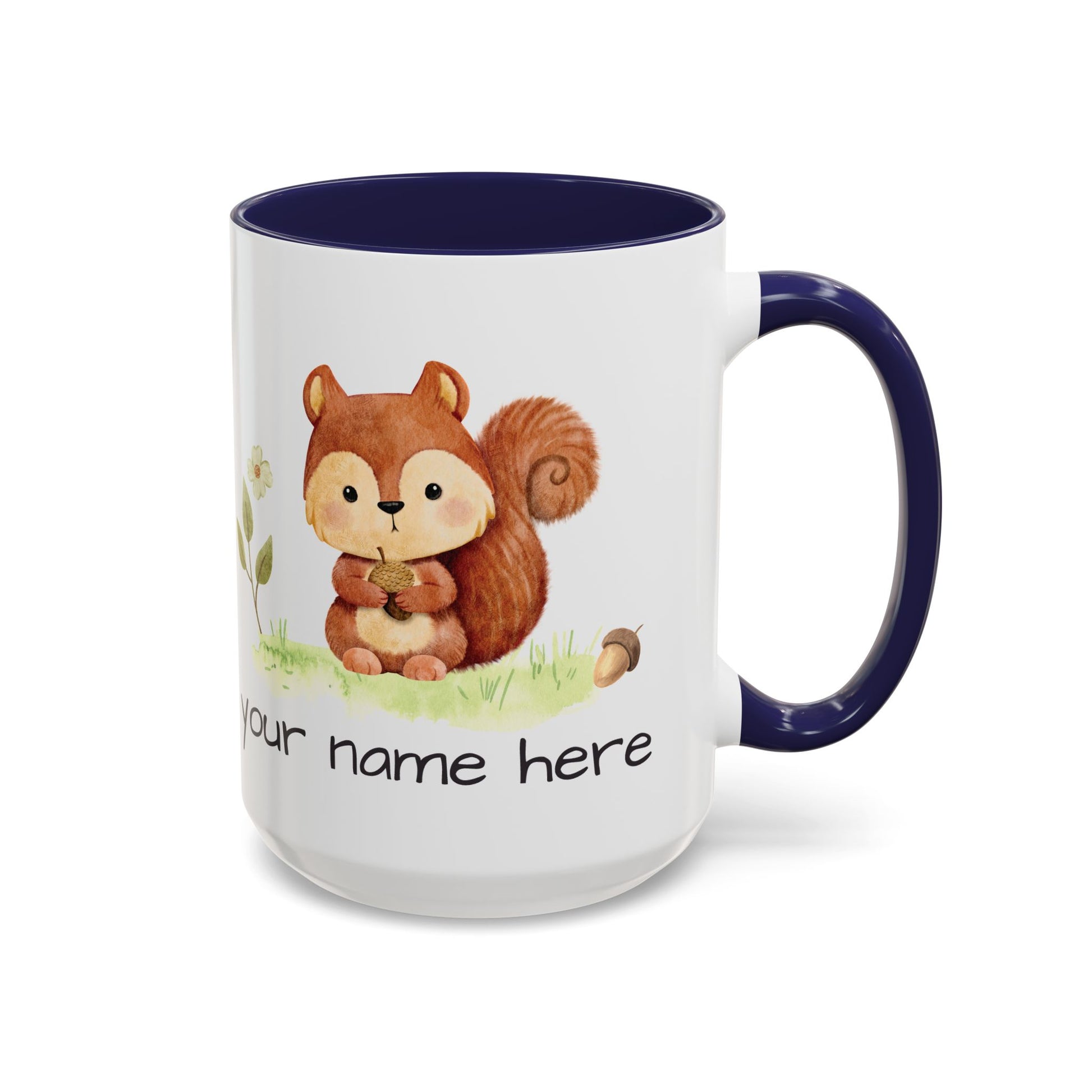Watercolor Squirrel Personalized Accent Mug - Canvasses