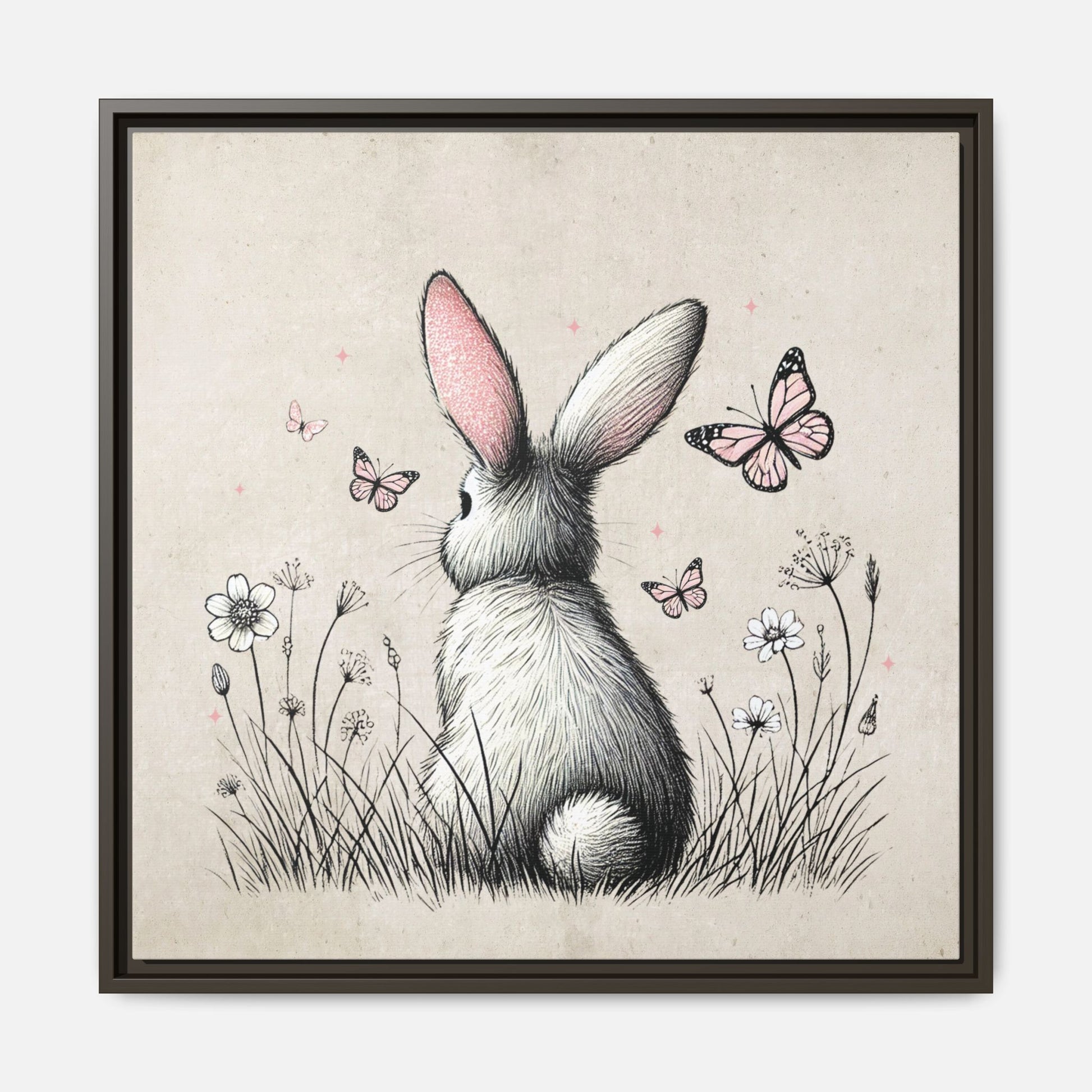 Bunny Playground Framed Canvas Wall Art Square - Canvasses