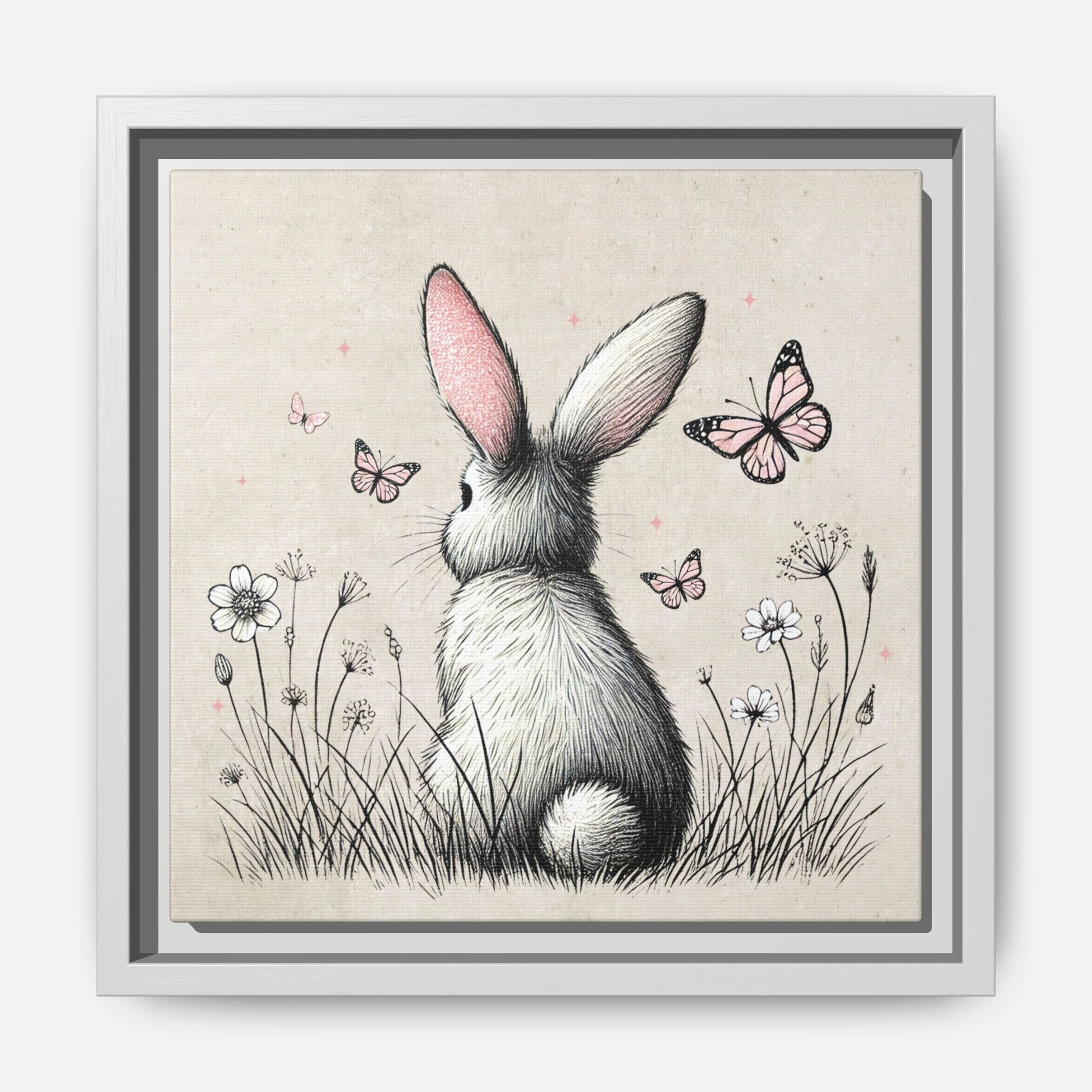 Bunny Playground Framed Canvas Wall Art Square - Canvasses