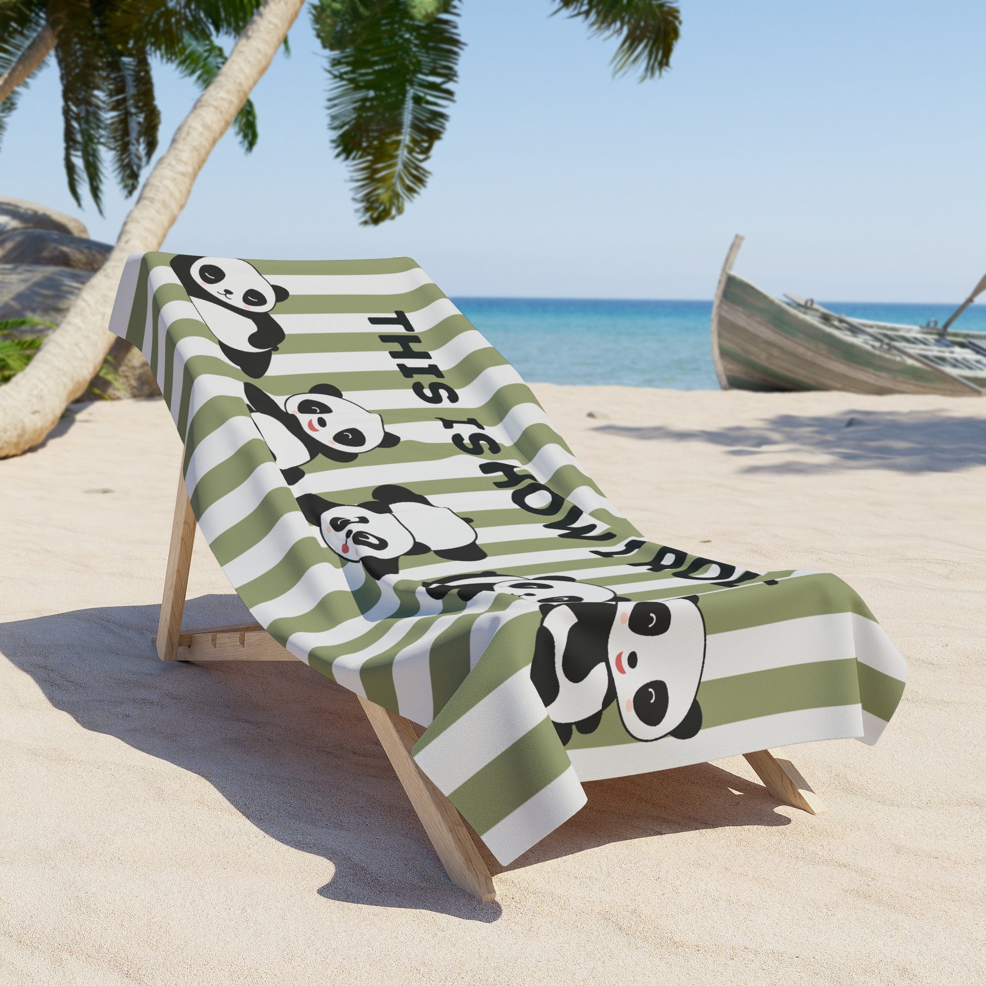 Panda Roll Oversized Beach Towel - Canvasses