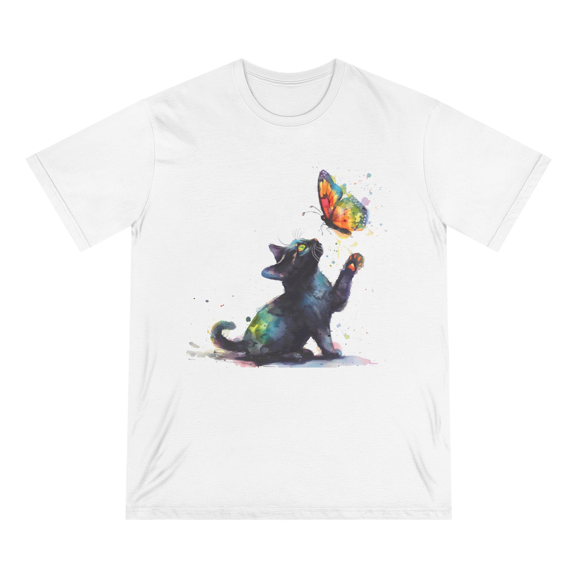 Cat Butterfly Women 100% Organic Cotton T-Shirt - Canvasses