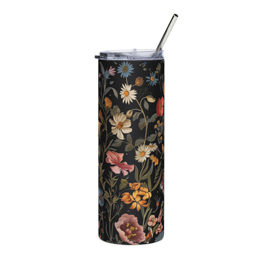Vintage Wildflower Butterfly 20 oz Skinny Tumbler - Canvasses