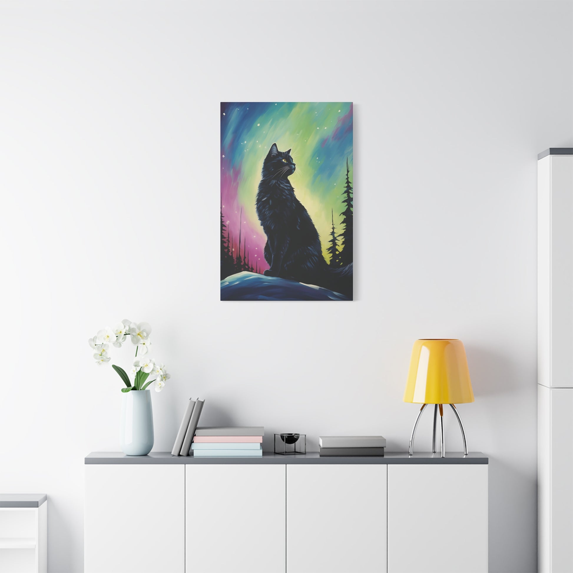 Aurora Cat Canvas Wall Art Vertical - Canvasses