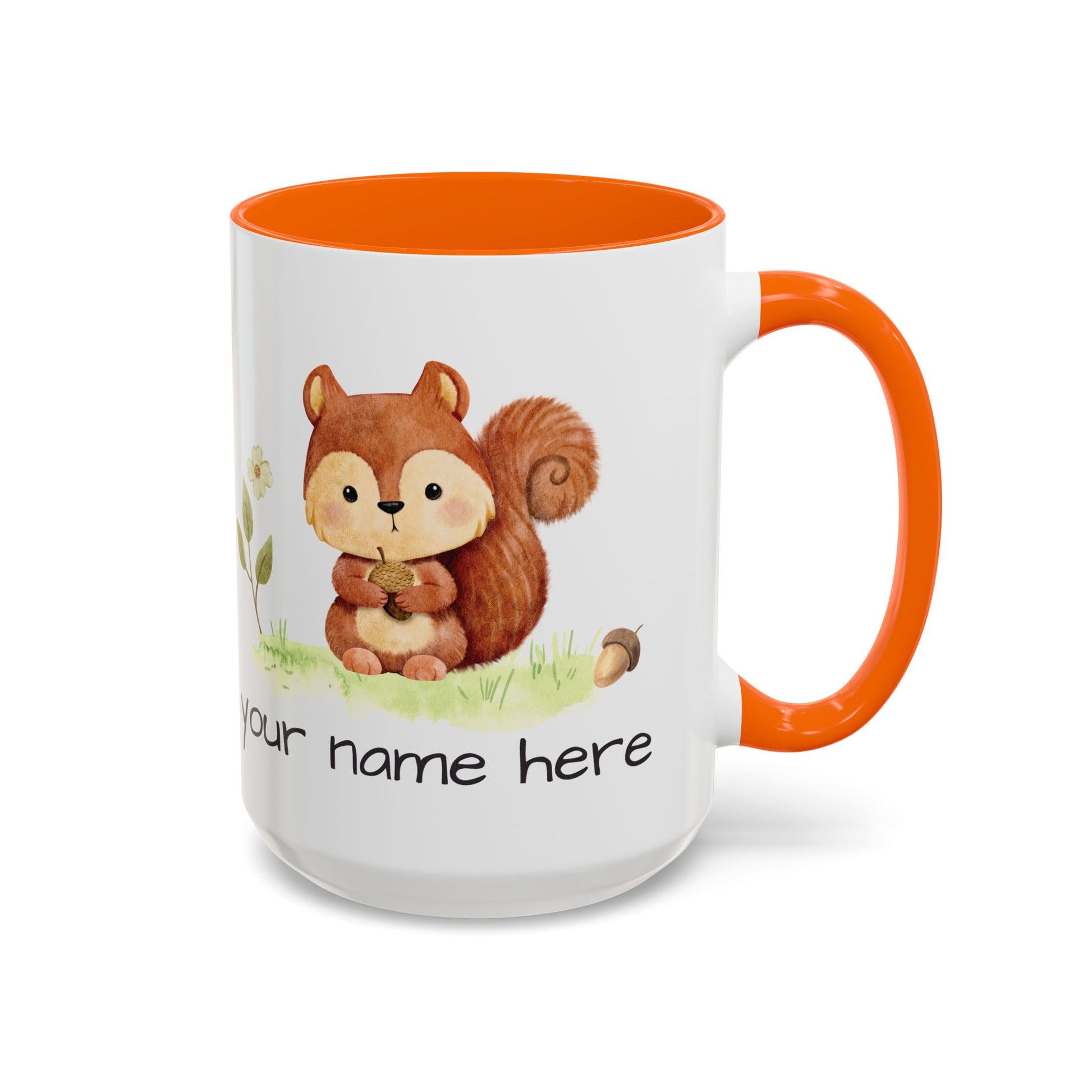 Watercolor Squirrel Personalized Accent Mug - Canvasses