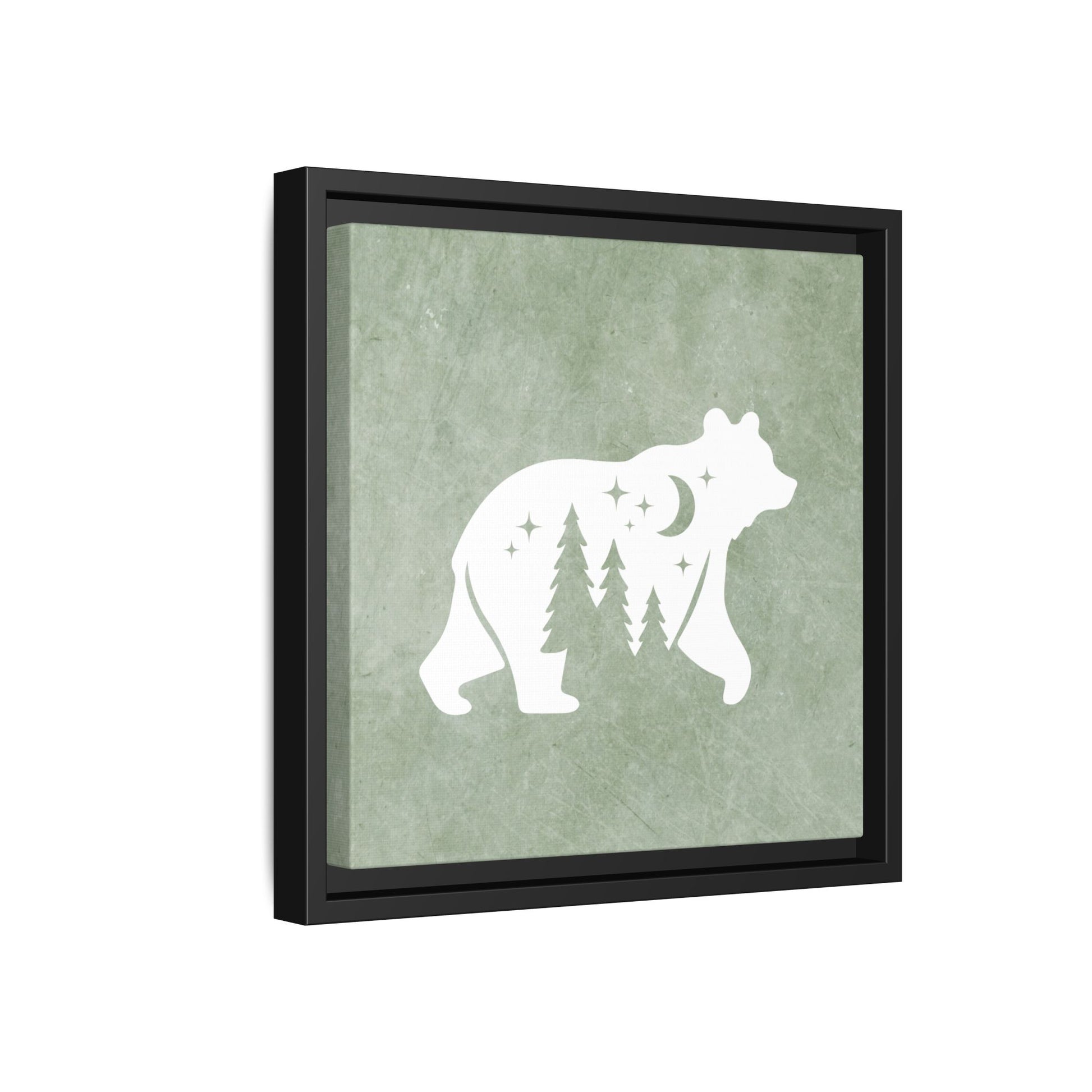 Silhouette Bear Framed Canvas Wall Art Square - Canvasses