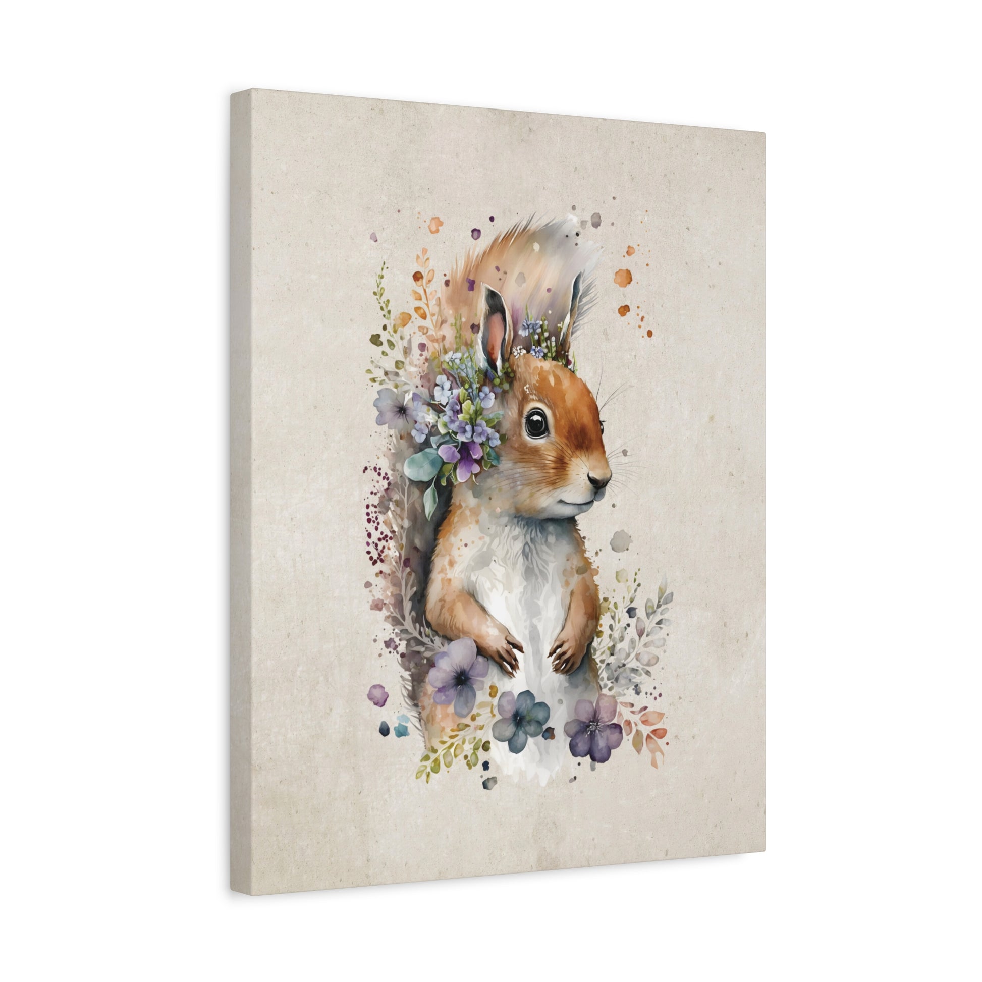 Watercolor Squirrel Canvas Wall Art Vertical - Canvasses