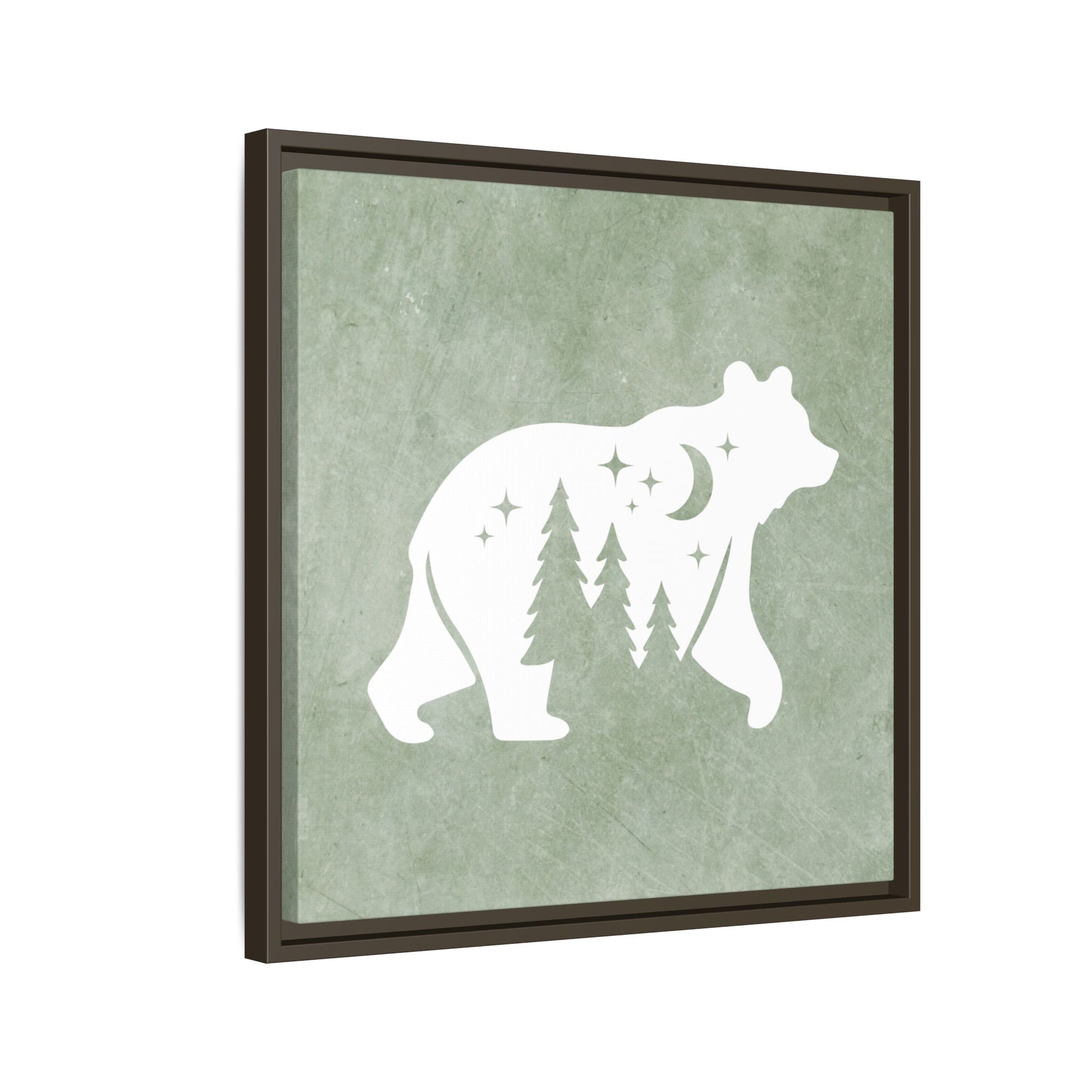 Silhouette Bear Framed Canvas Wall Art Square - Canvasses