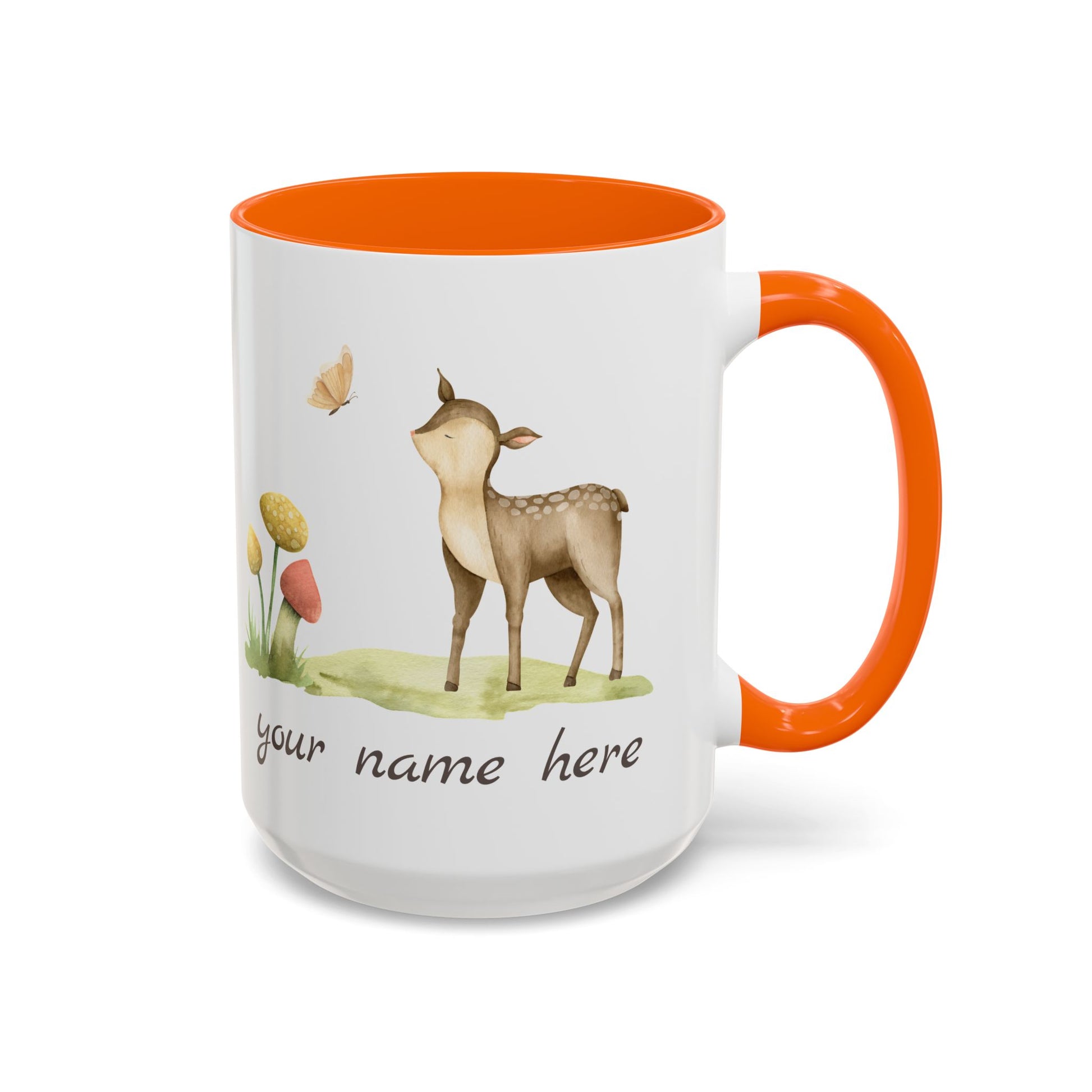 Watercolor Deer Personalized Accent Mug - Canvasses