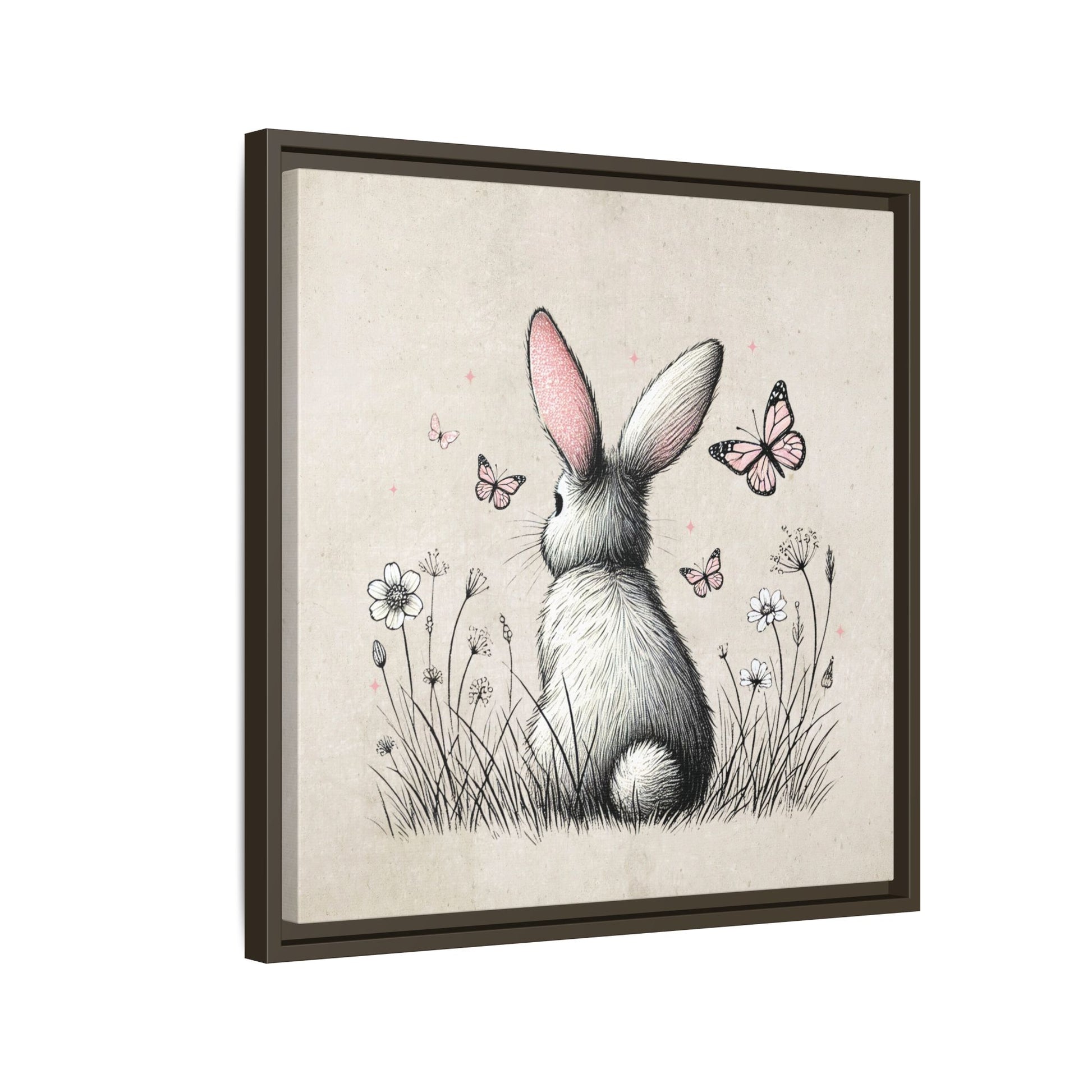 Bunny Playground Framed Canvas Wall Art Square - Canvasses