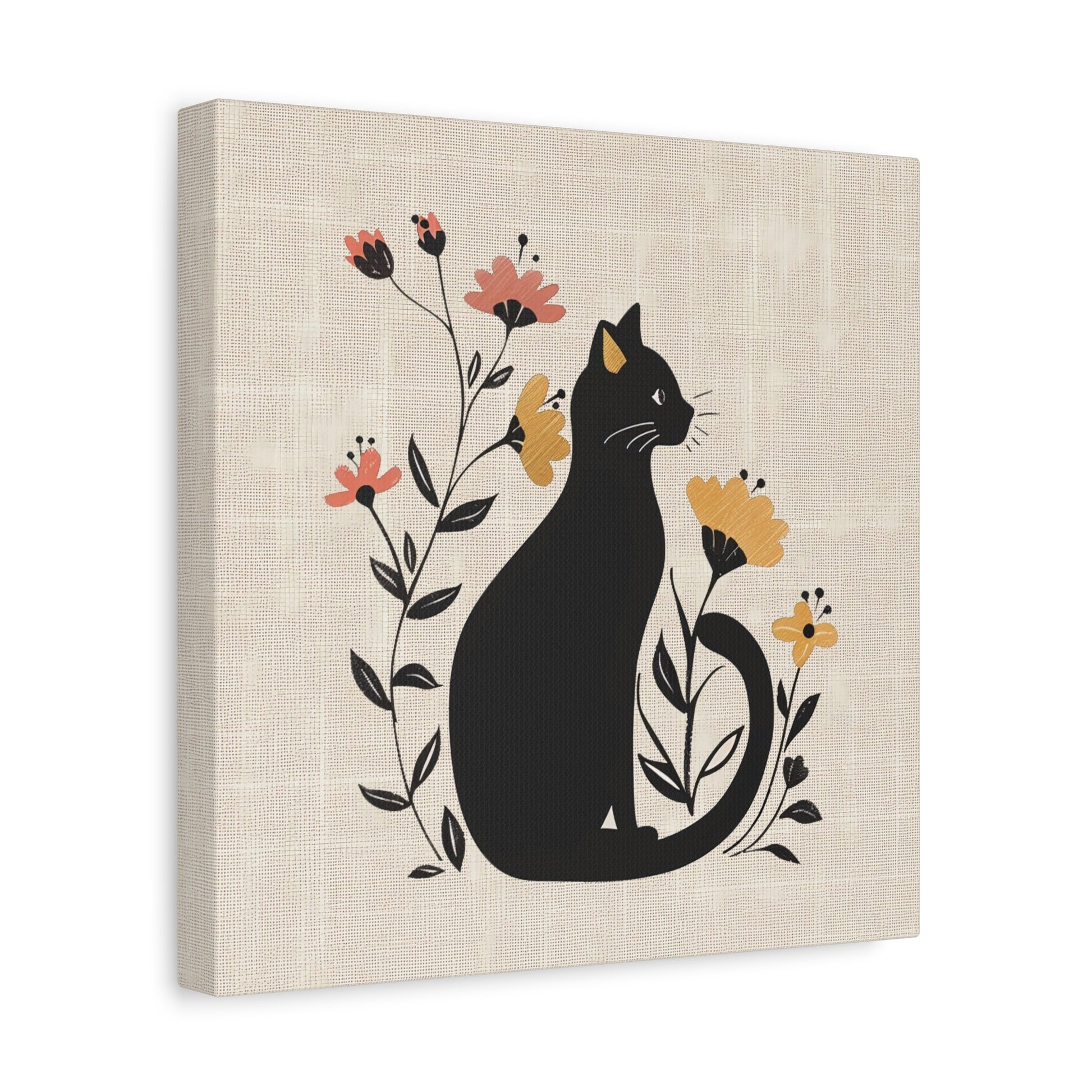 Cat in Bloom Canvas Wall Art Square - Canvasses