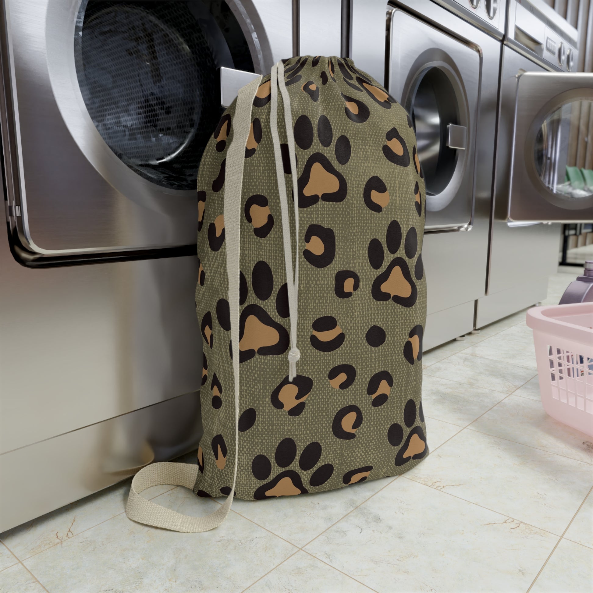 Leopard Paw Prints Laundry Bag - Canvasses