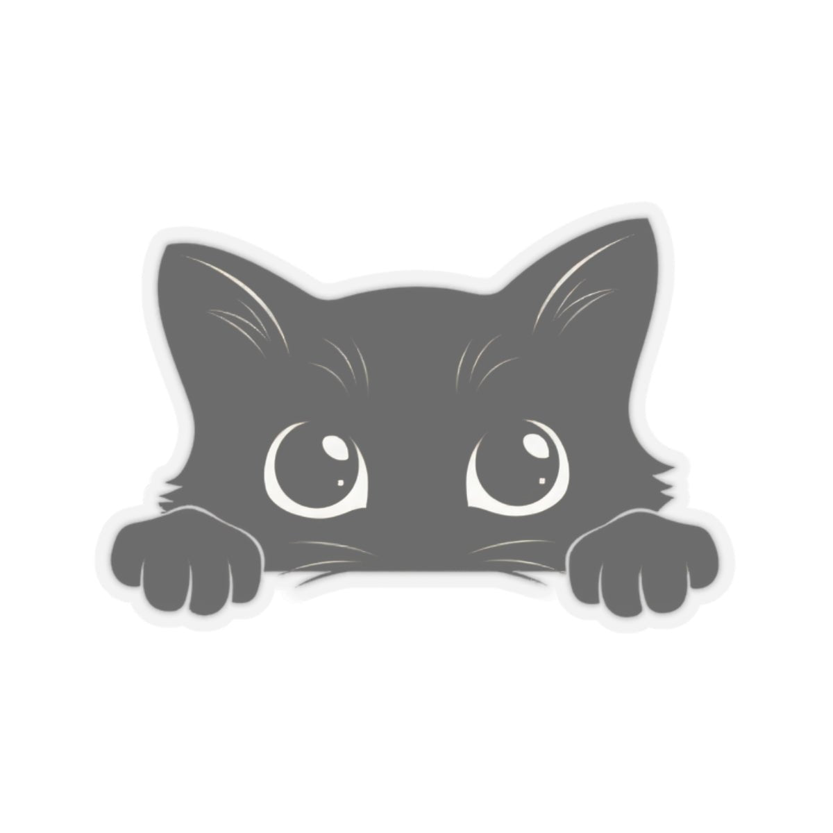 Black Peekaboo Cat Kiss - Cut Sticker - Canvasses