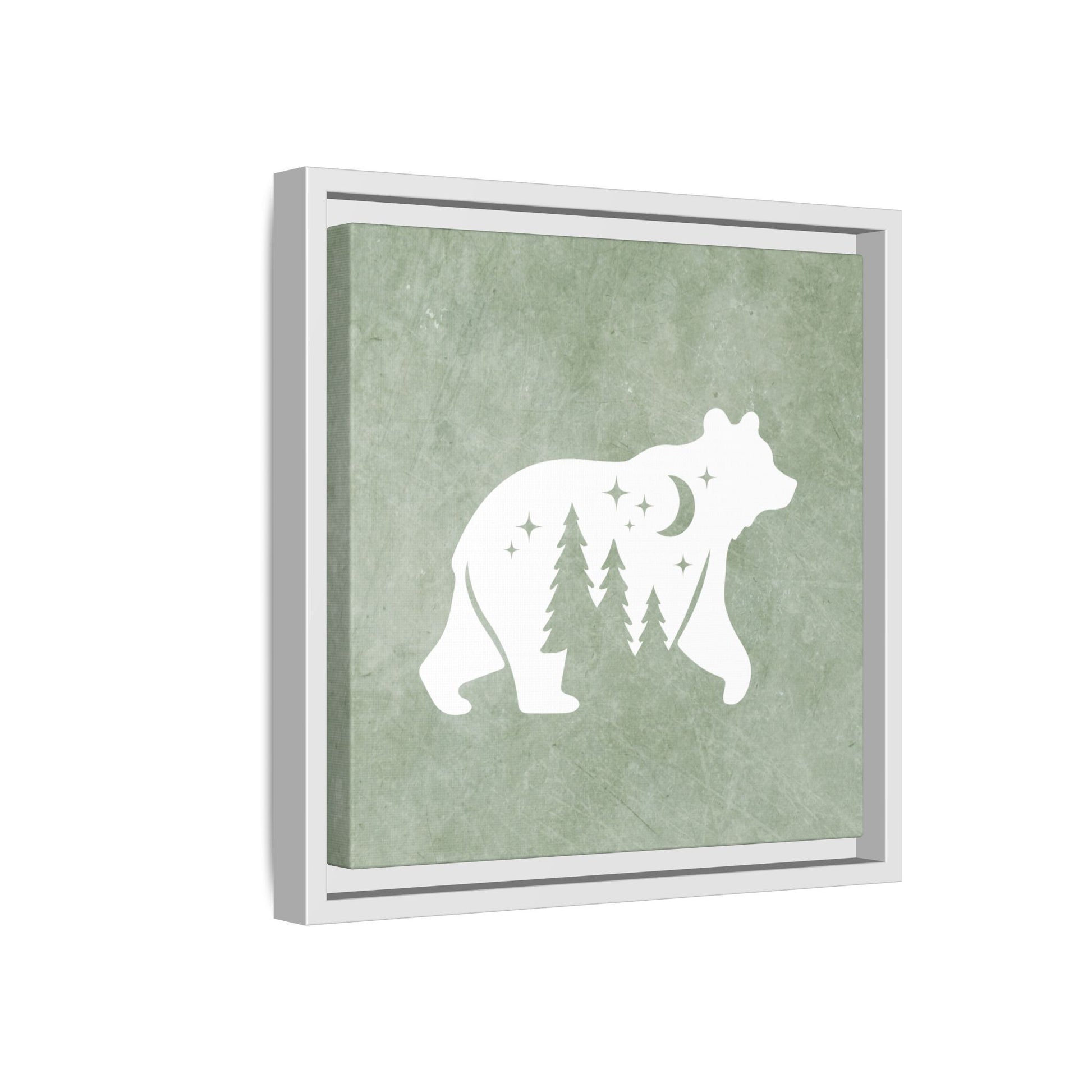 Silhouette Bear Framed Canvas Wall Art Square - Canvasses