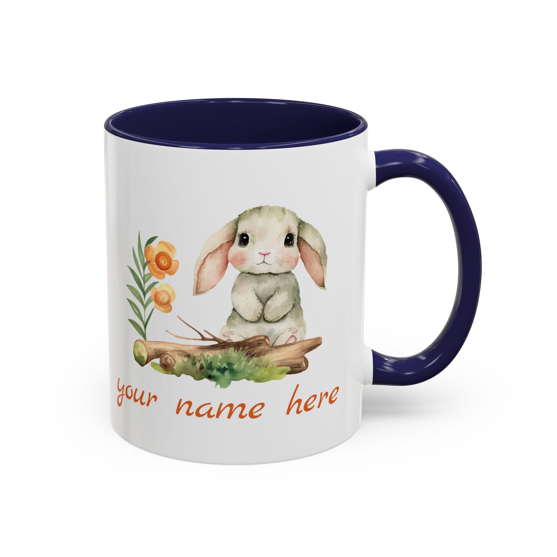 Watercolor Bunny Personalized Accent Mug - Canvasses