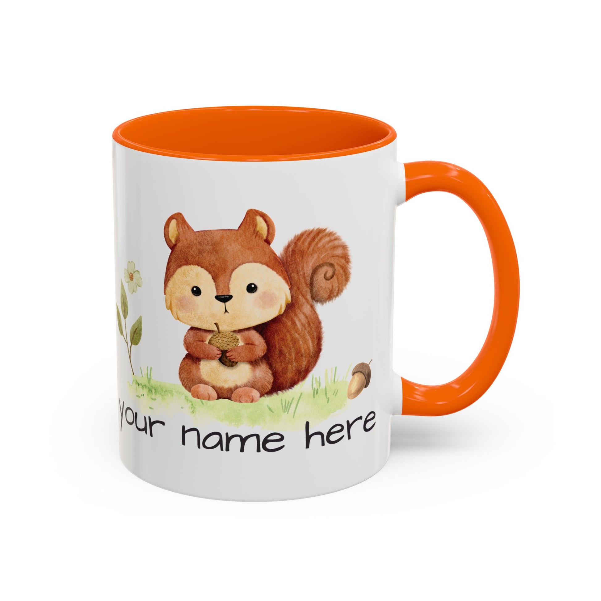 Watercolor Squirrel Personalized Accent Mug - Canvasses