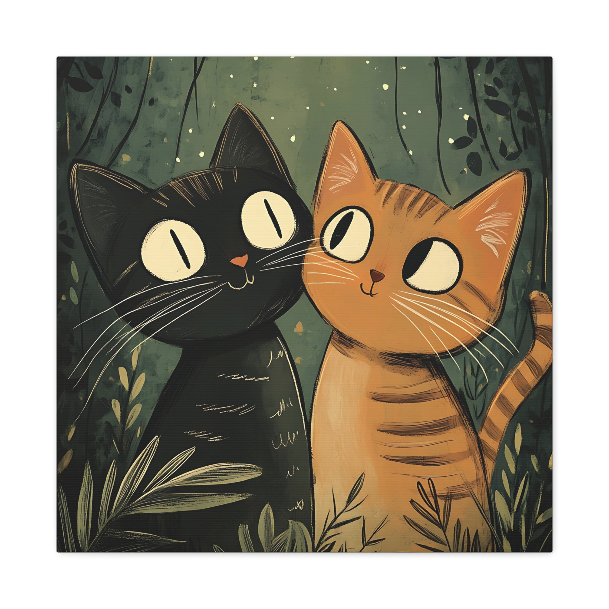 Cats in Love Canvas Wall Art Square - Canvasses