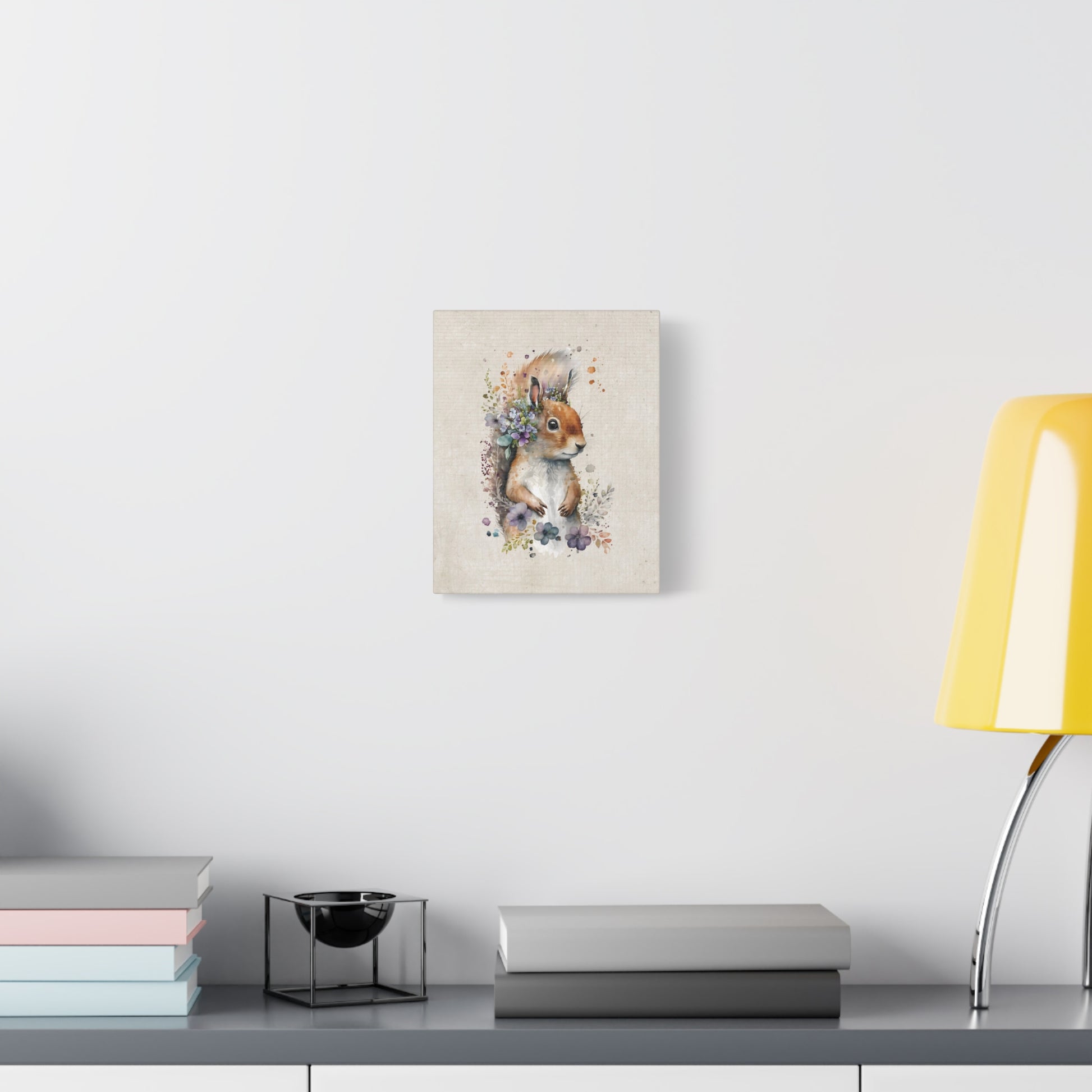 Watercolor Squirrel Canvas Wall Art Vertical - Canvasses