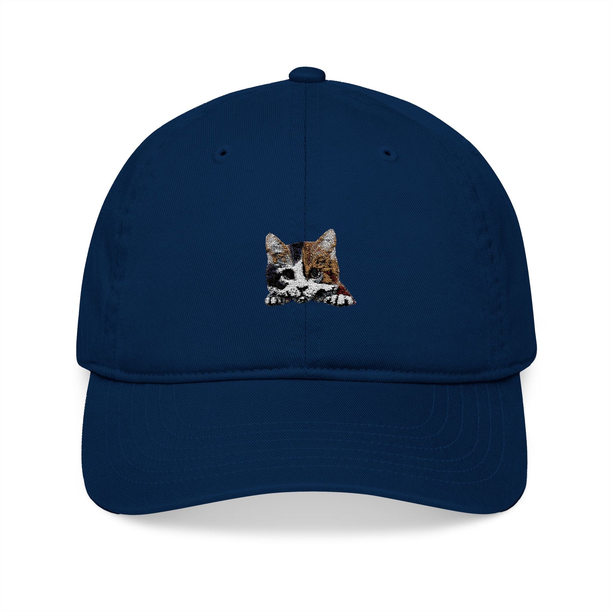 Peekaboo Cat Embroidery Organic Baseball Cap - Canvasses