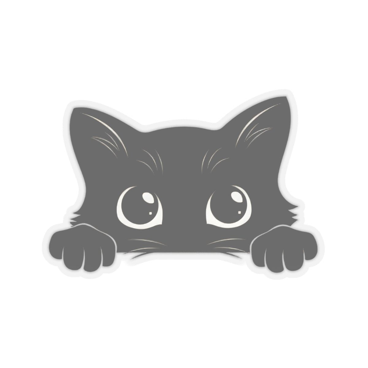 Black Peekaboo Cat Kiss - Cut Sticker - Canvasses
