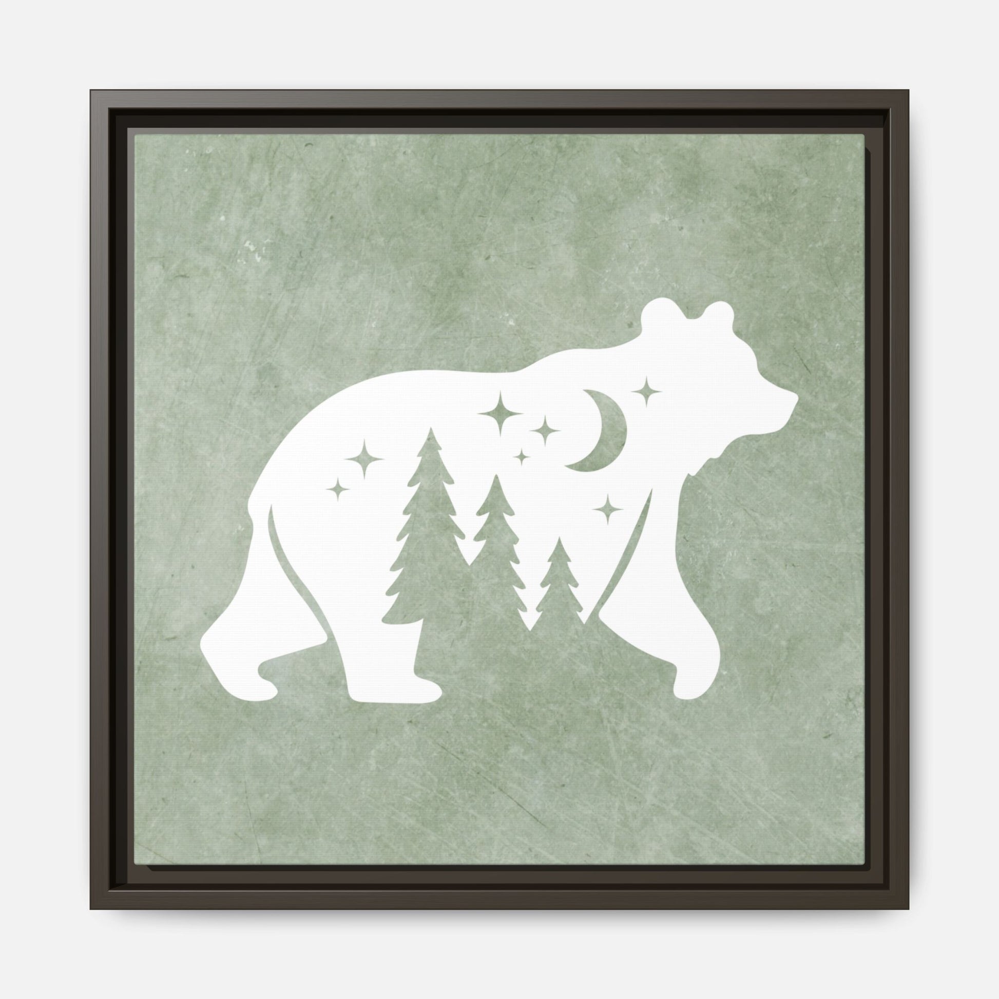 Silhouette Bear Framed Canvas Wall Art Square - Canvasses
