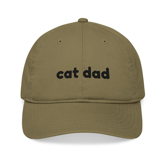 Cat Dad Embroidery Organic Baseball Cap - Canvasses