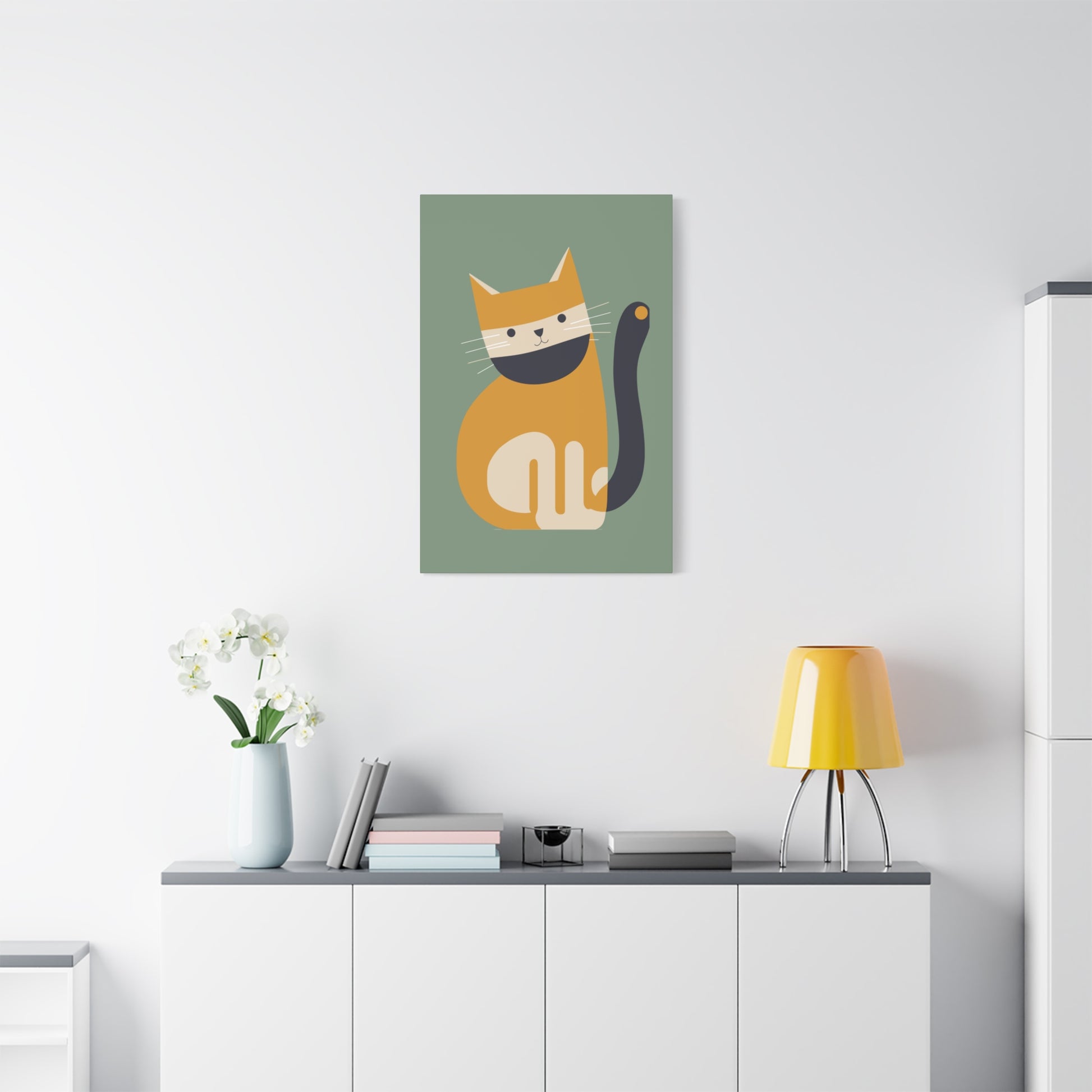 Orange Cat Canvas Wall Art Vertical - Canvasses