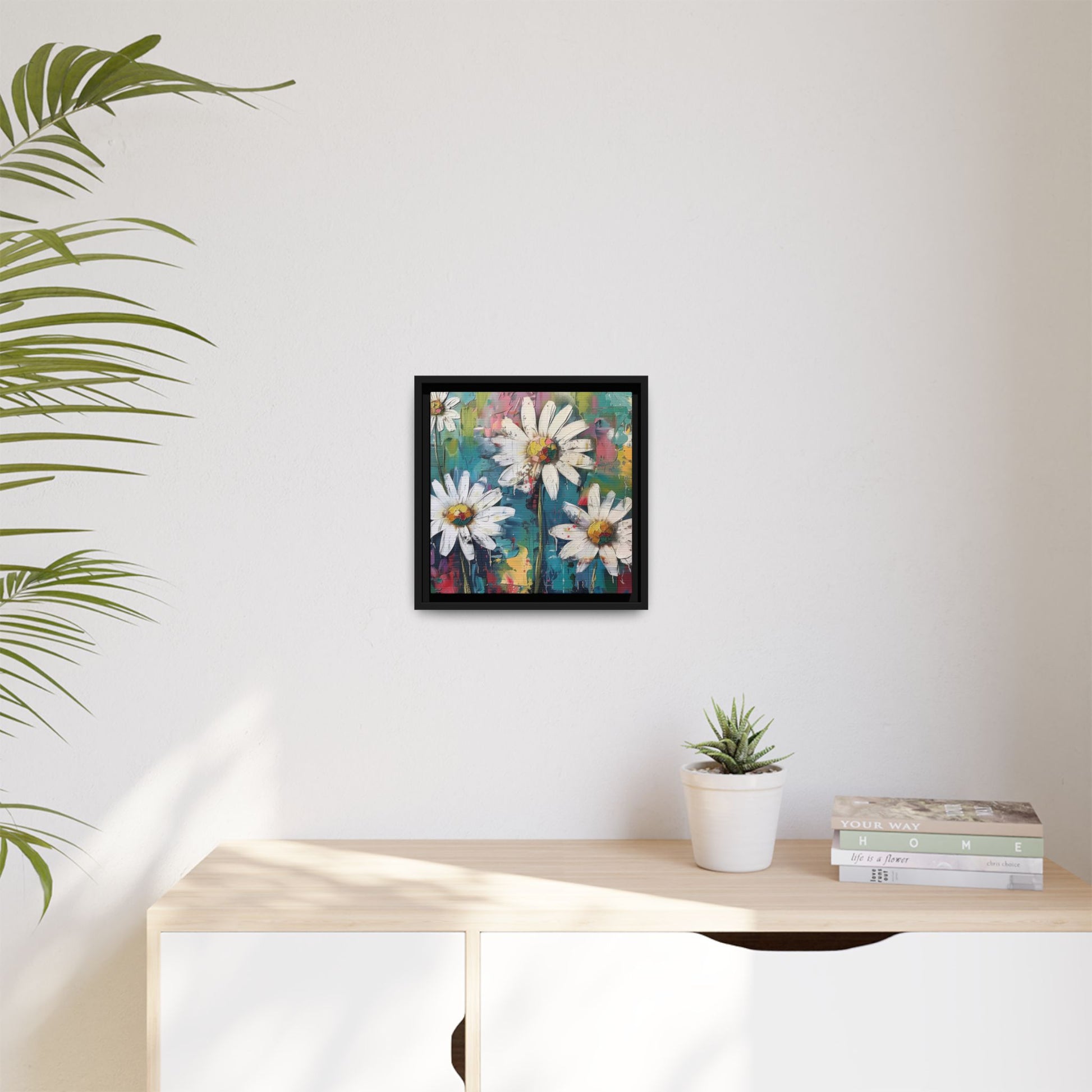 Daisy Daydreams Framed Canvas Wall Art Square - Canvasses