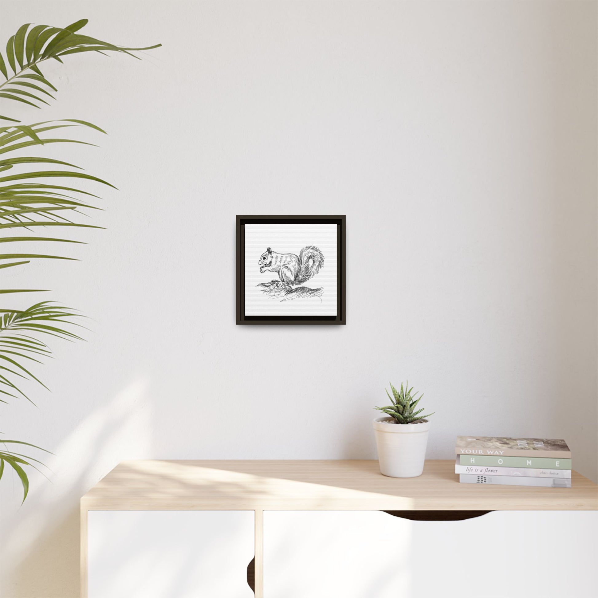 Squirrel Sketch Framed Canvas Wall Art Square - Canvasses