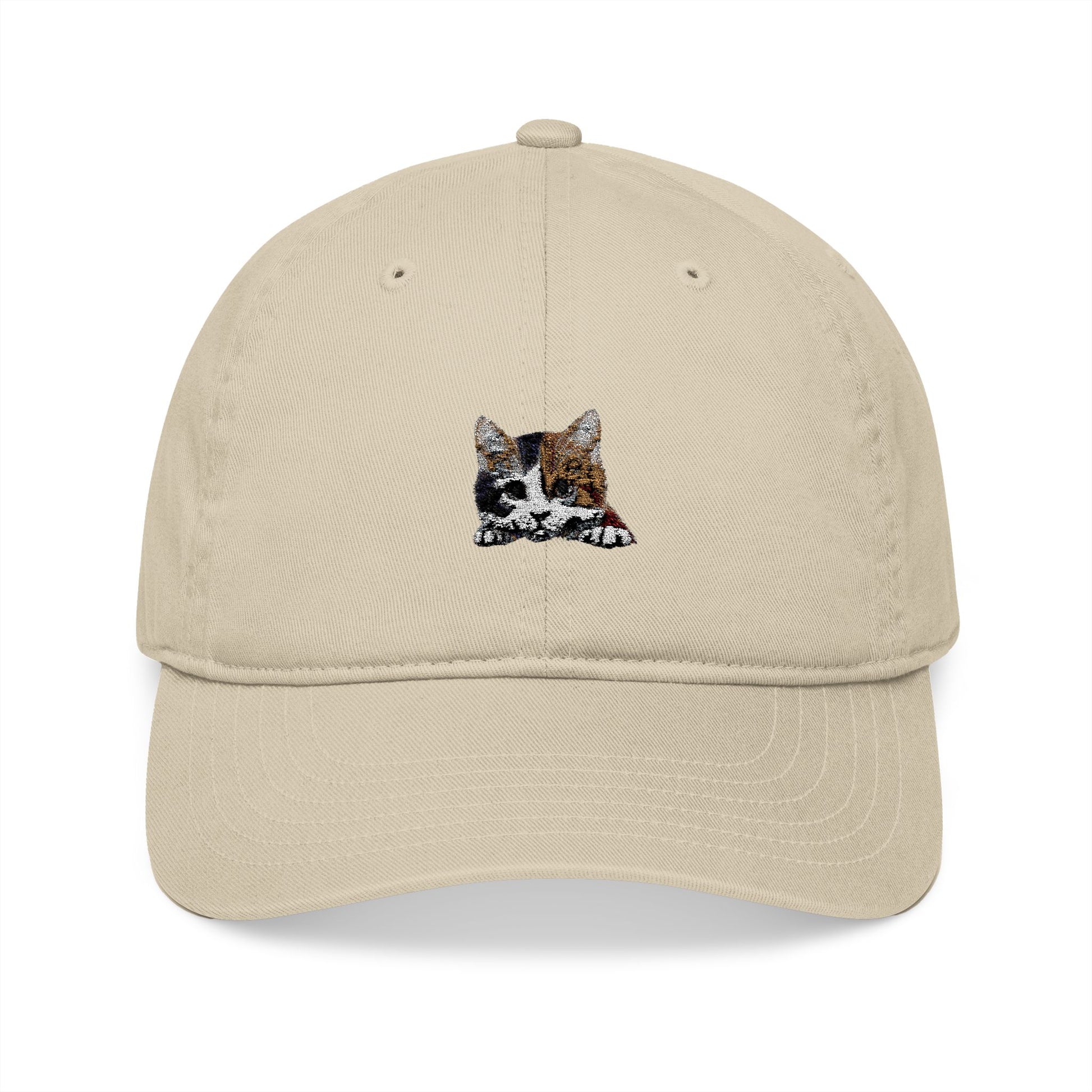 Peekaboo Cat Embroidery Organic Baseball Cap - Canvasses