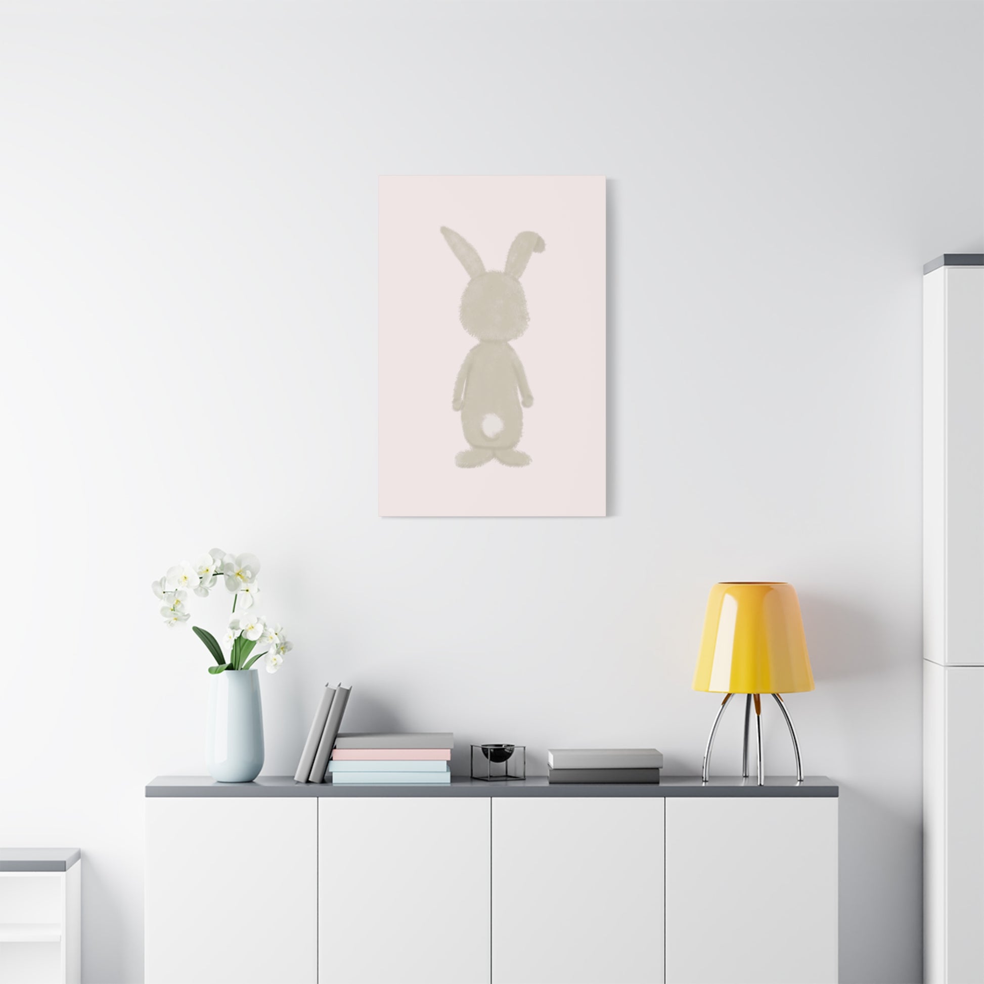 Pink Bunny Back Canvas Wall Art Vertical - Canvasses