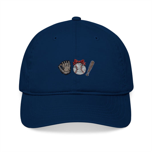 Baseball Art Embroidery Organic Baseball Cap - Canvasses