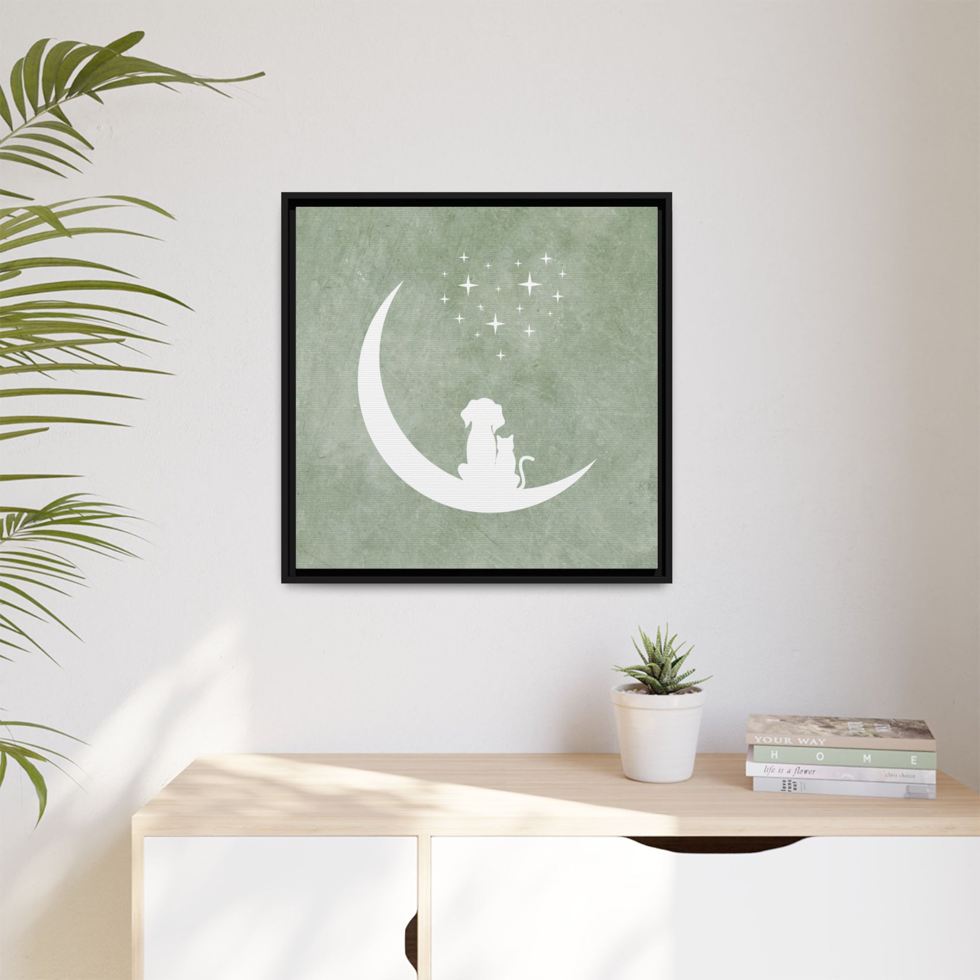 Moonlit Friends Framed Canvas Wall Art Square - Canvasses