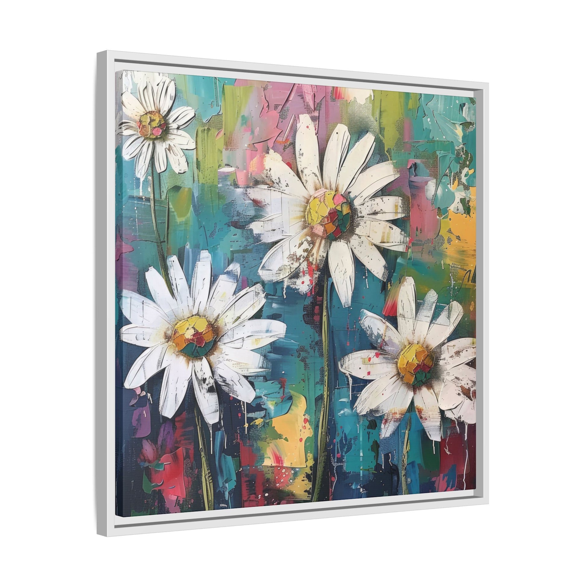 Daisy Daydreams Framed Canvas Wall Art Square - Canvasses