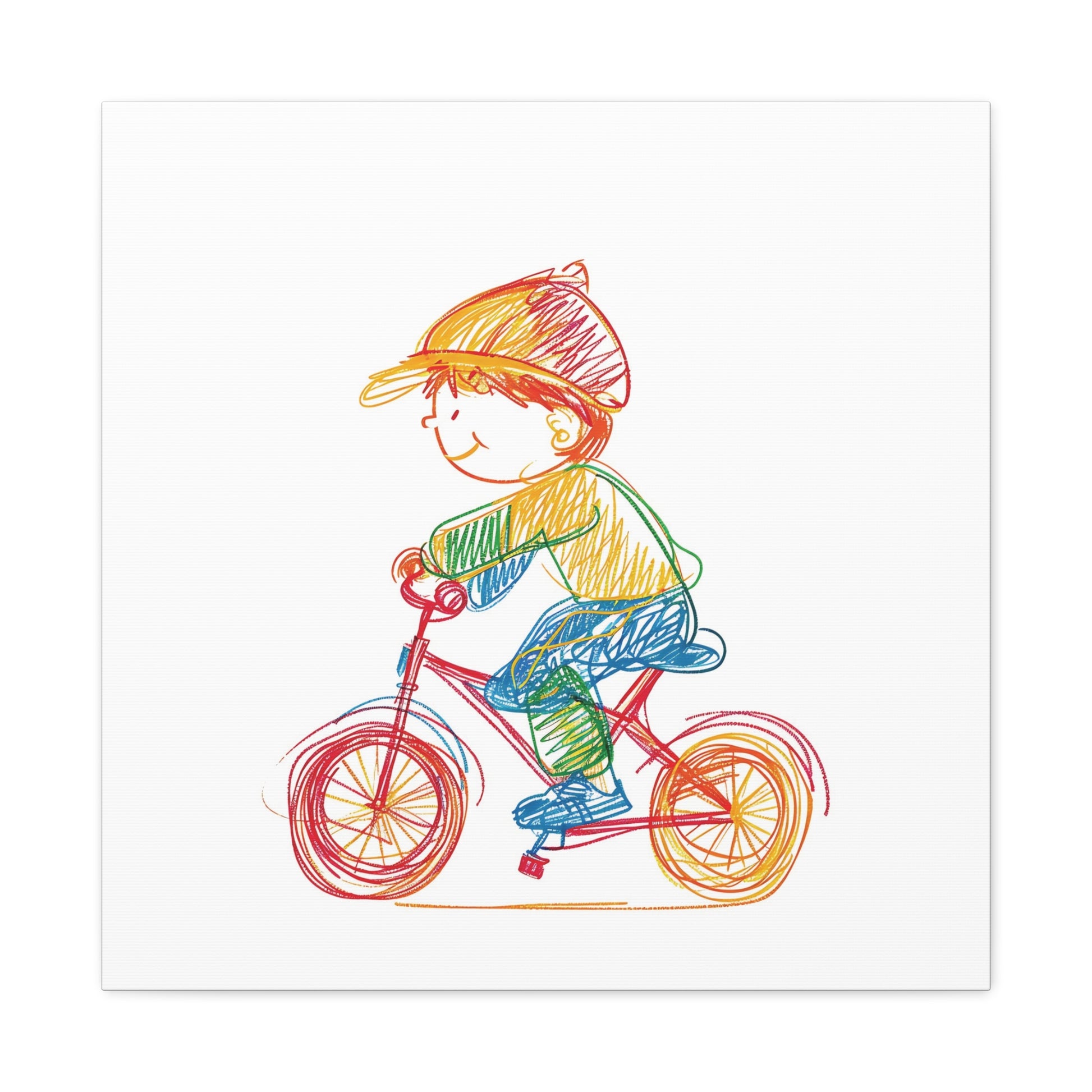 Bicycle Kid Canvas Wall Art Square - Canvasses