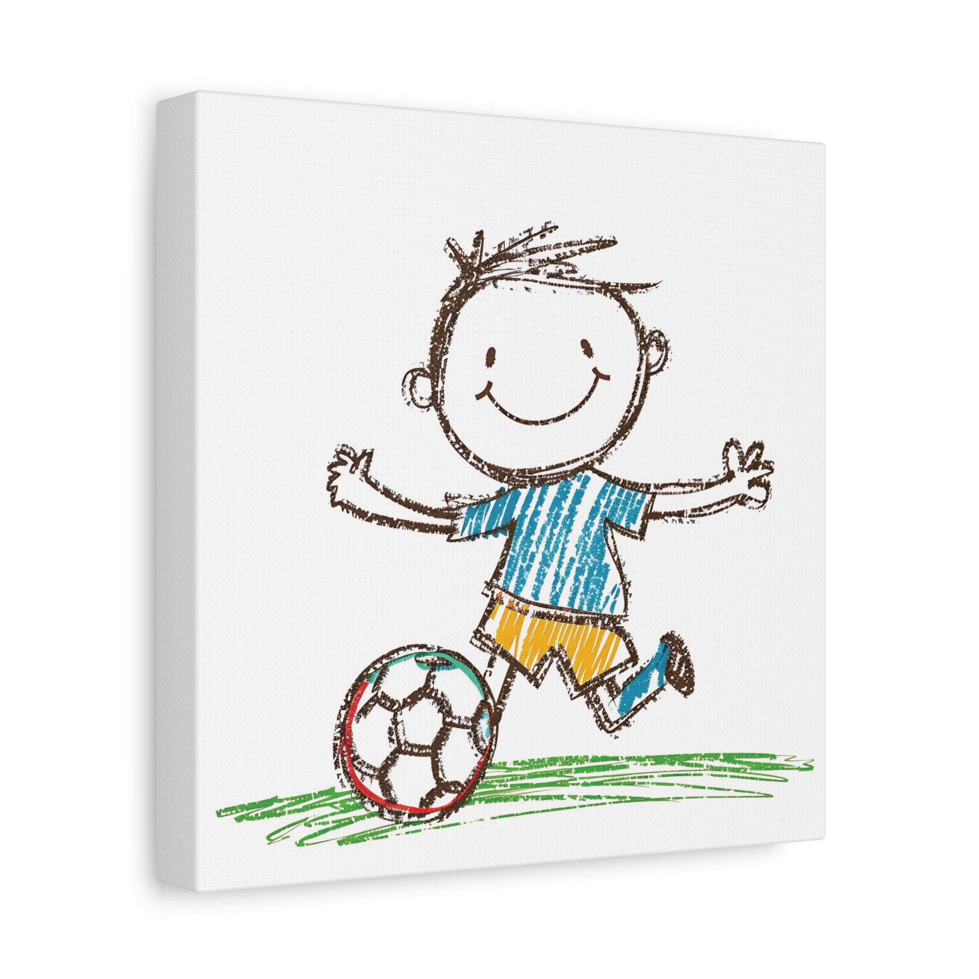 Soccer Kid Canvas Wall Art Square - Canvasses